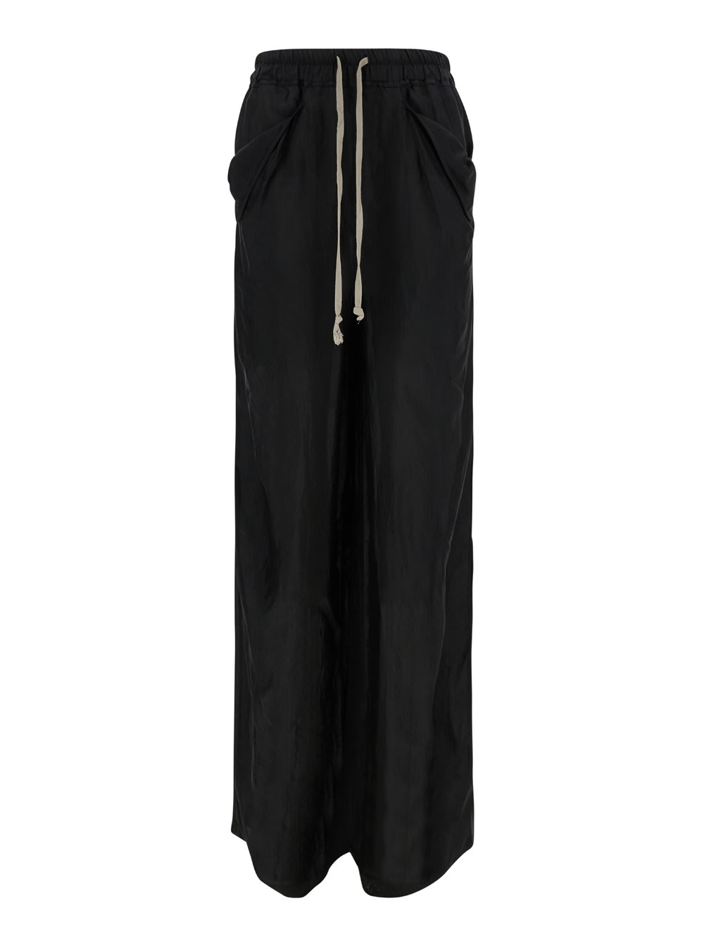 RICK OWENS BLACK WIDE LEG PANTS IN RAYON WOMAN