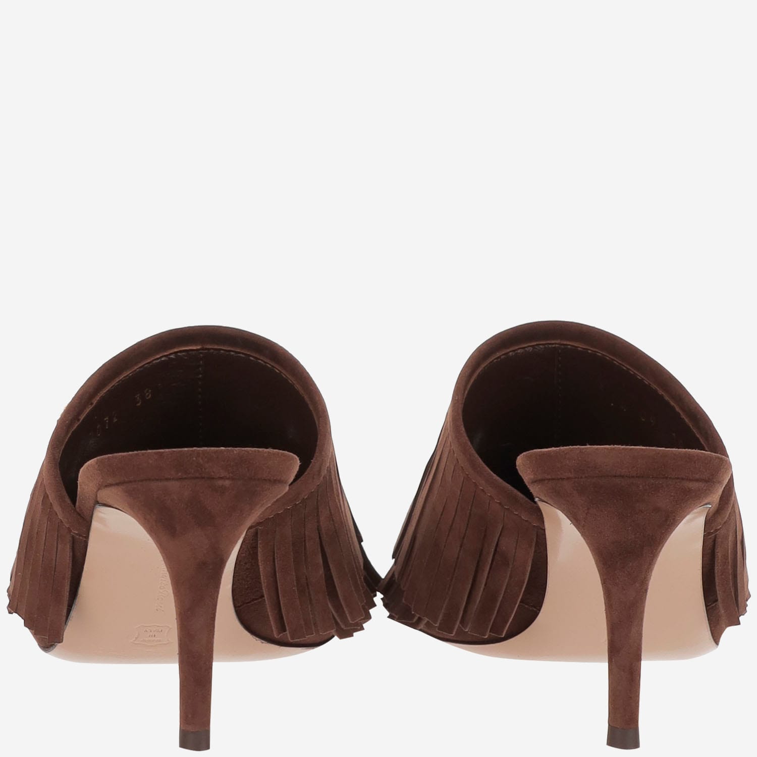 Gianvito Rossi Suede Mules With Bangs In Brown