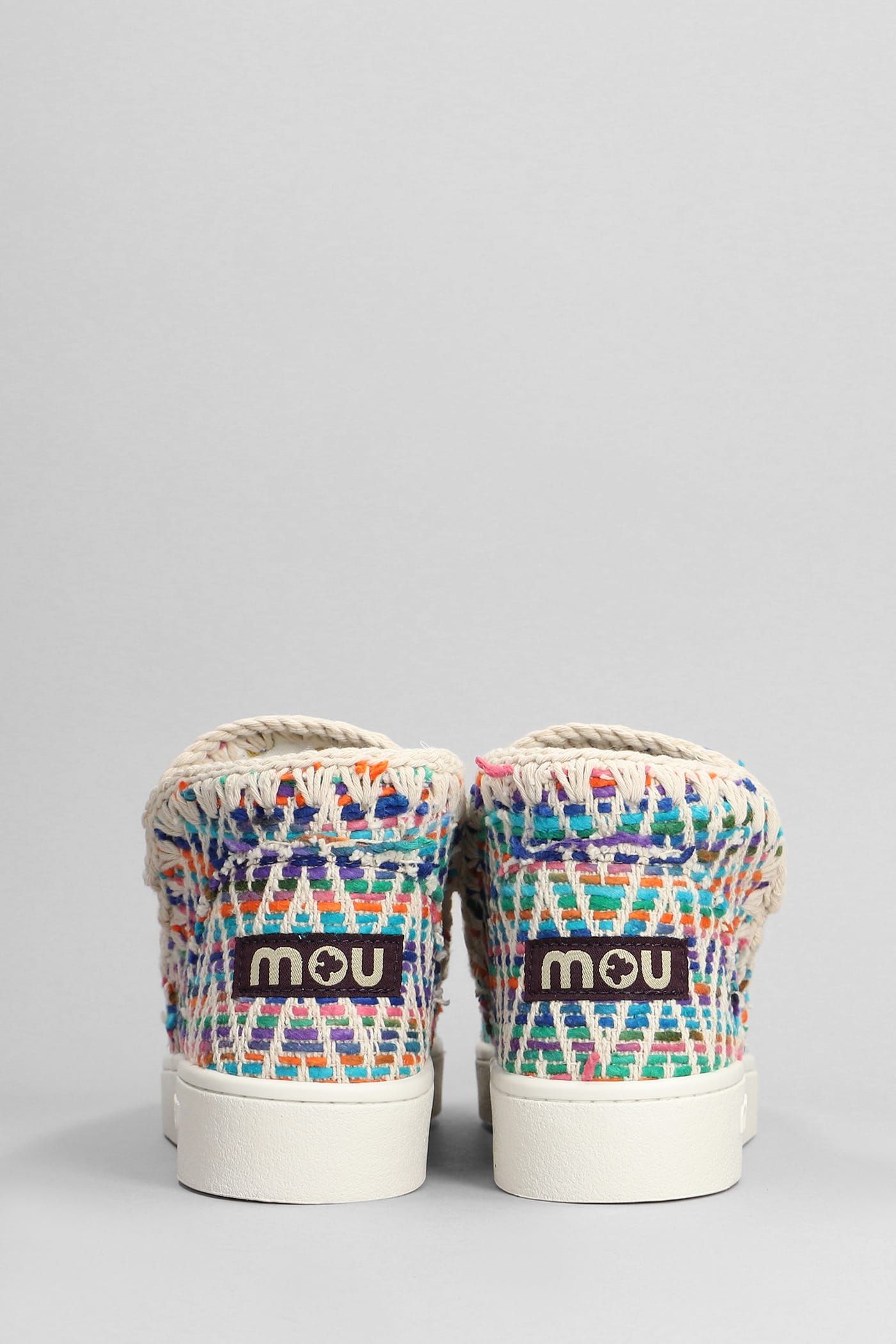 Shop Mou Eskimo Sneaker Low Heels Ankle Boots In Multicolor Synthetic Fibers