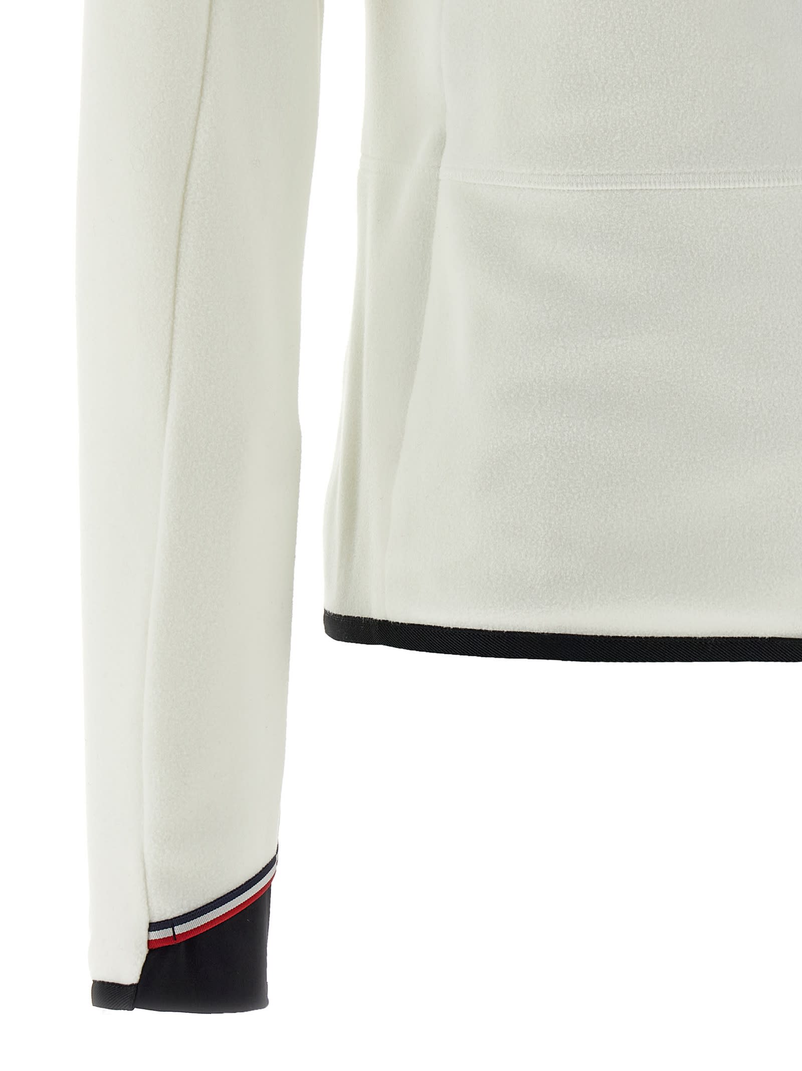 Moncler Fleece Sweatshirt With Zip And Pockets In White