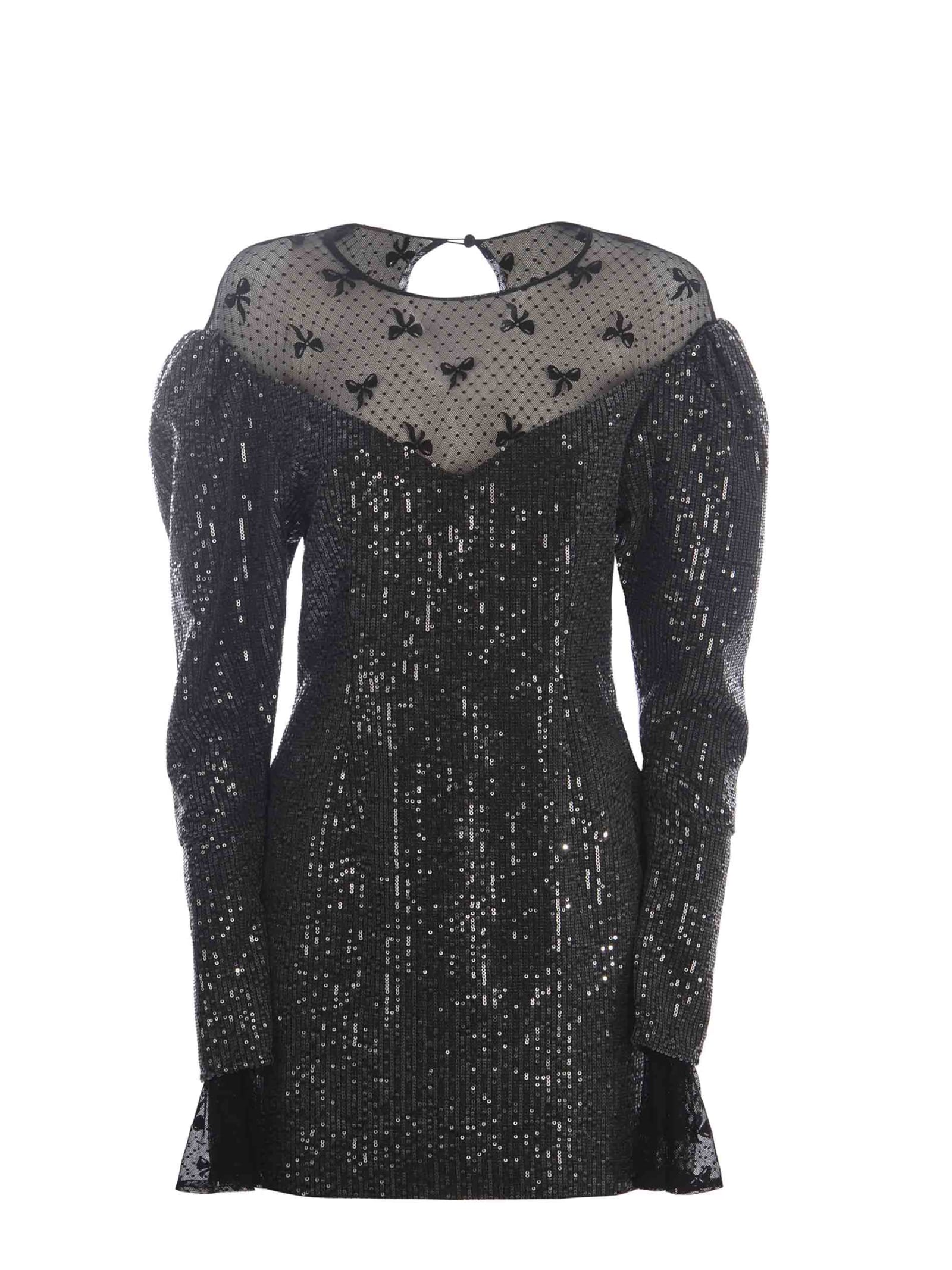 Shop Rotate Birger Christensen Dress Rotate Sequins Made Of Twill In Black