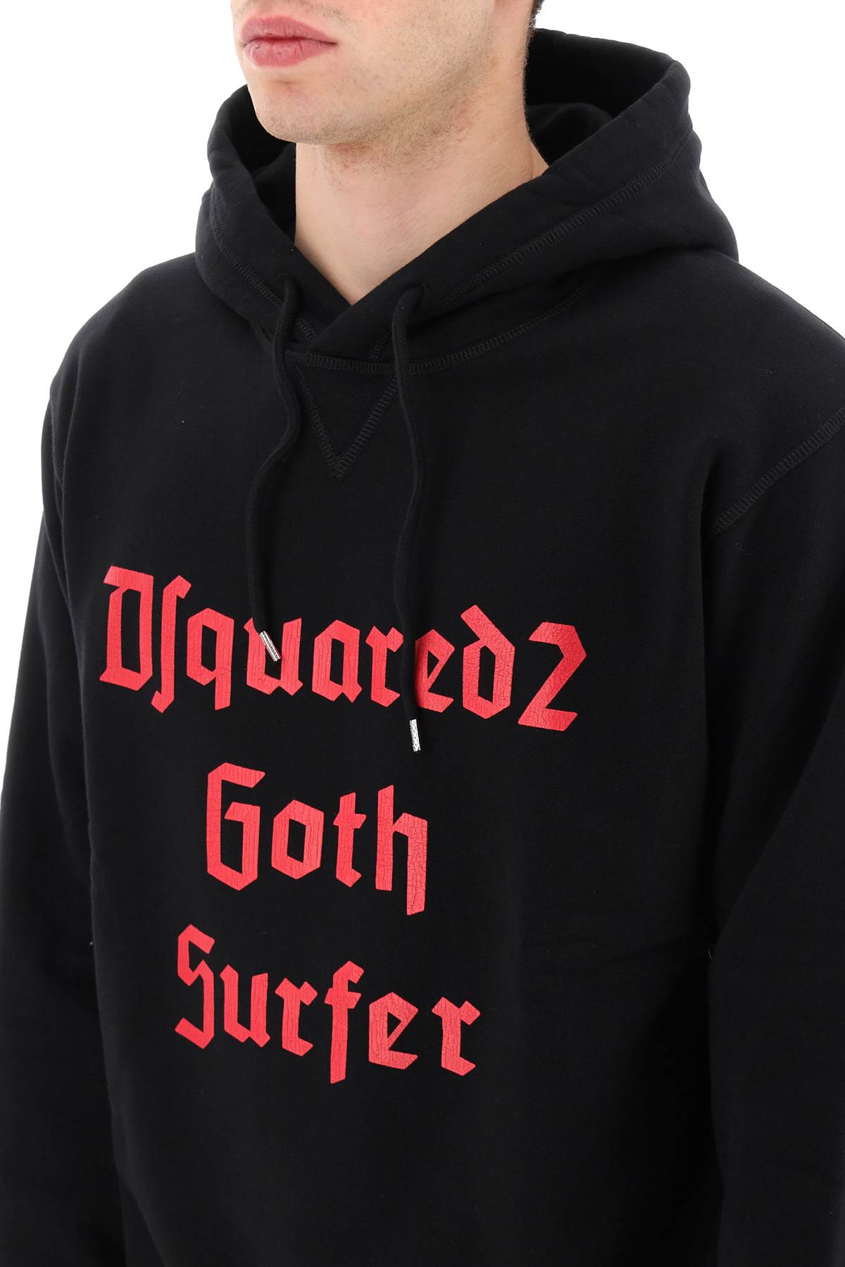 Dsquared2 Fleeced Cotton Gothsurfer Hoodie In Black