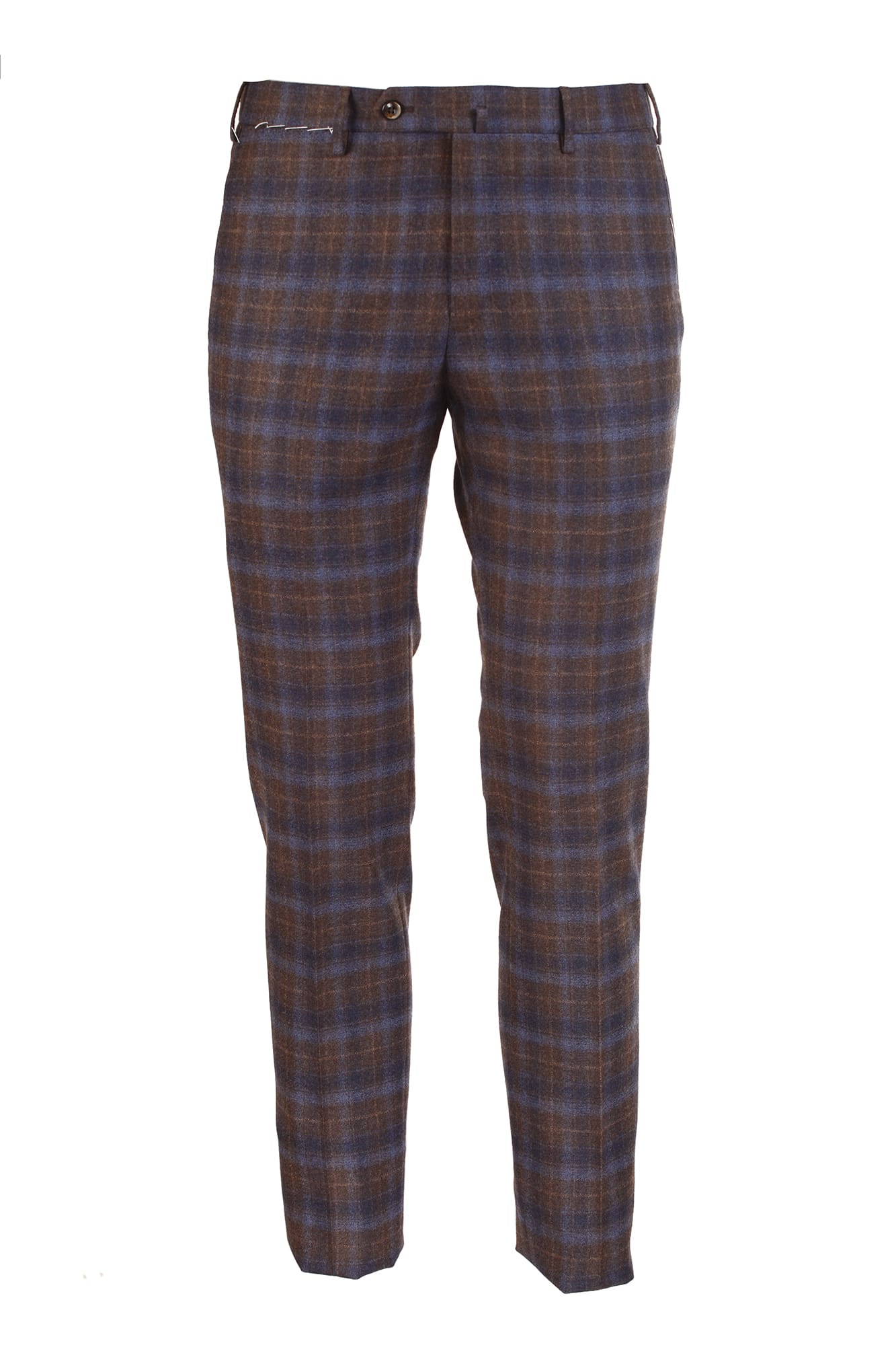 PT01 PT 01 blue and brown checked trousers
