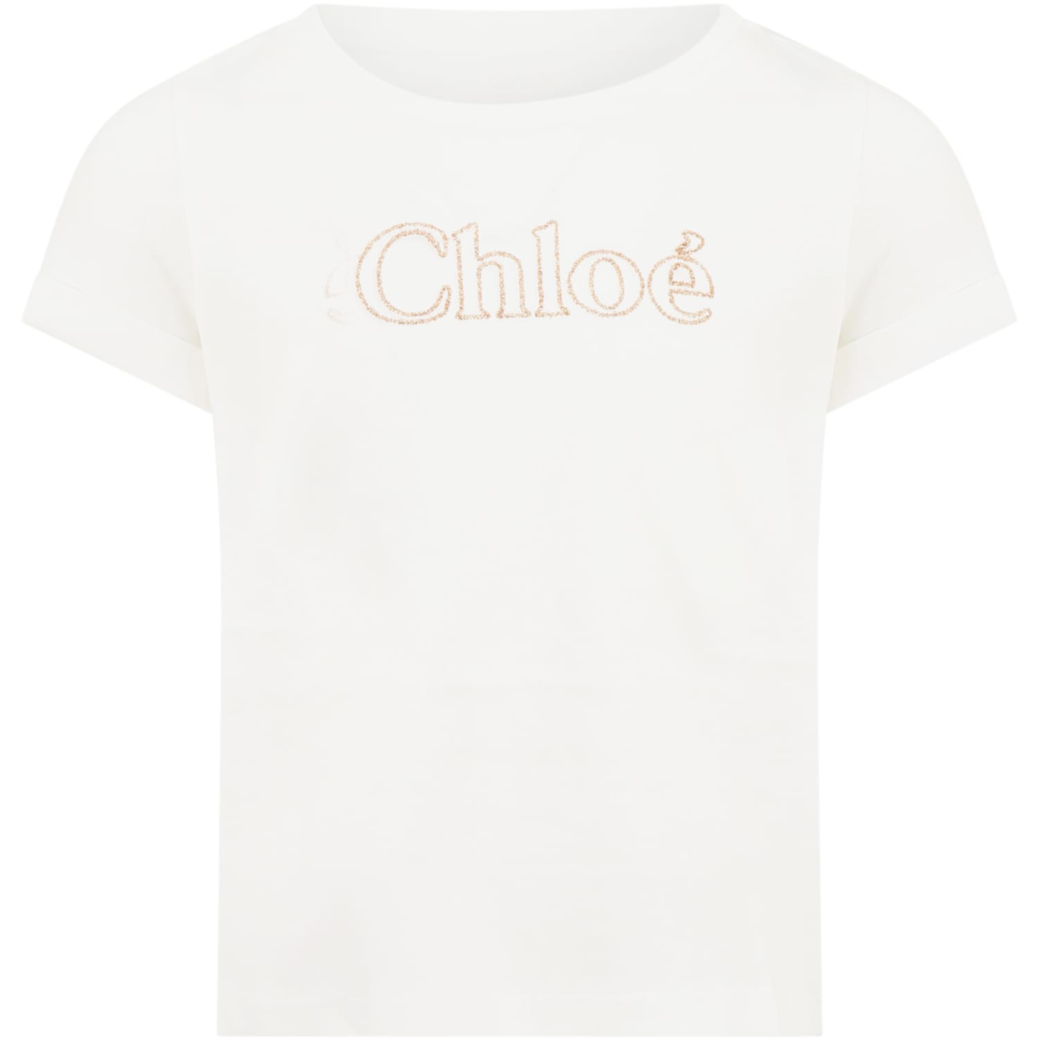 Click to view more detailed imagery on our partner's website Chloé Kids' White T-shirt For Girl With Logo