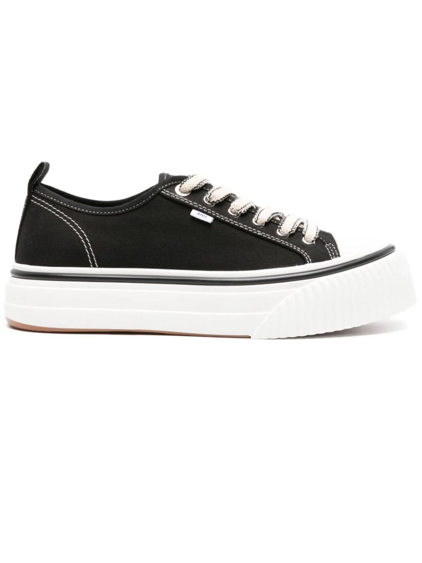 Shop Ami Alexandre Mattiussi Sn1980 Canvas Sneakers In Black