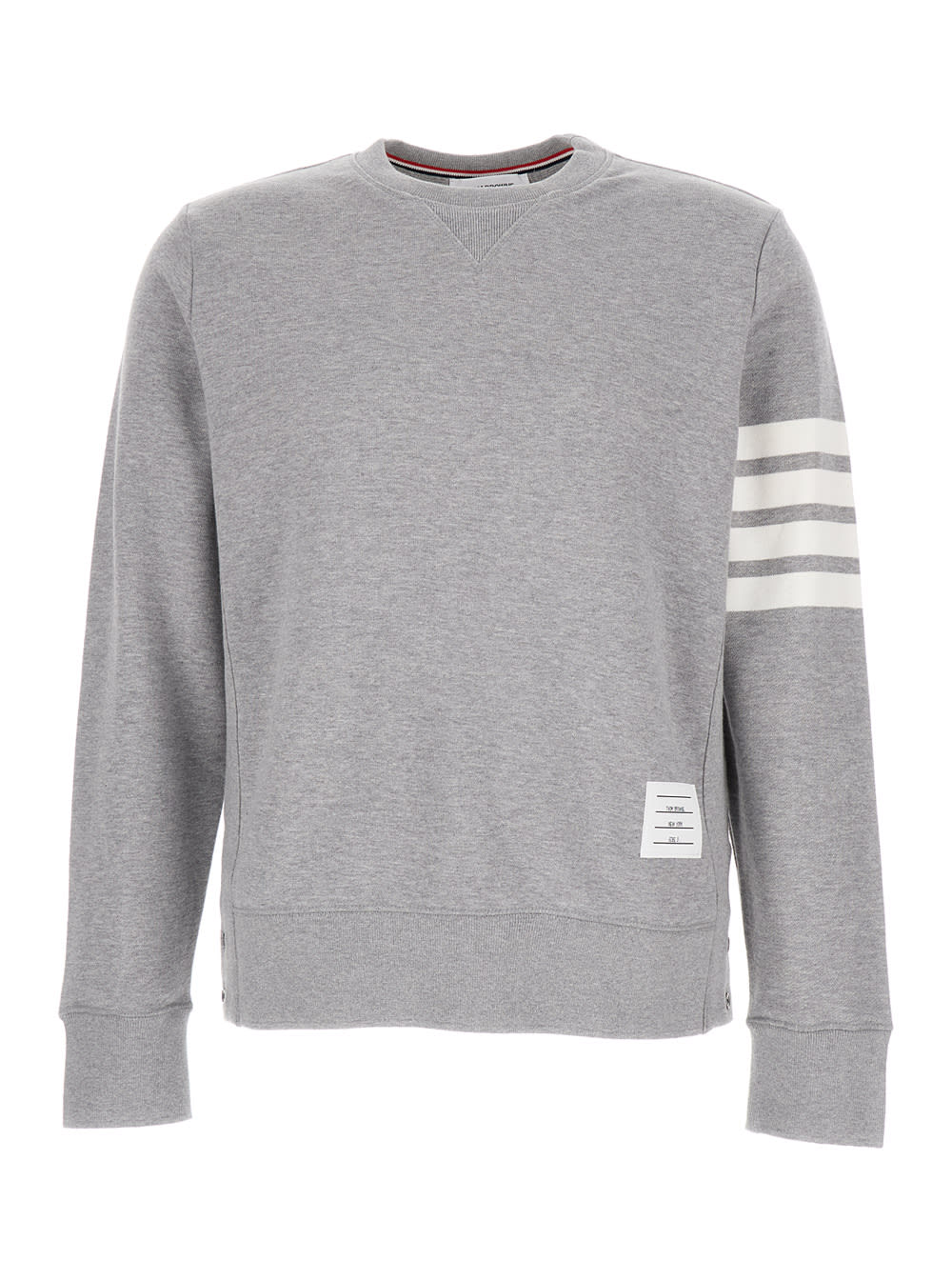 Shop Thom Browne Grey Melange Sweatshirt With 4 Bar Tab In Cotton Man