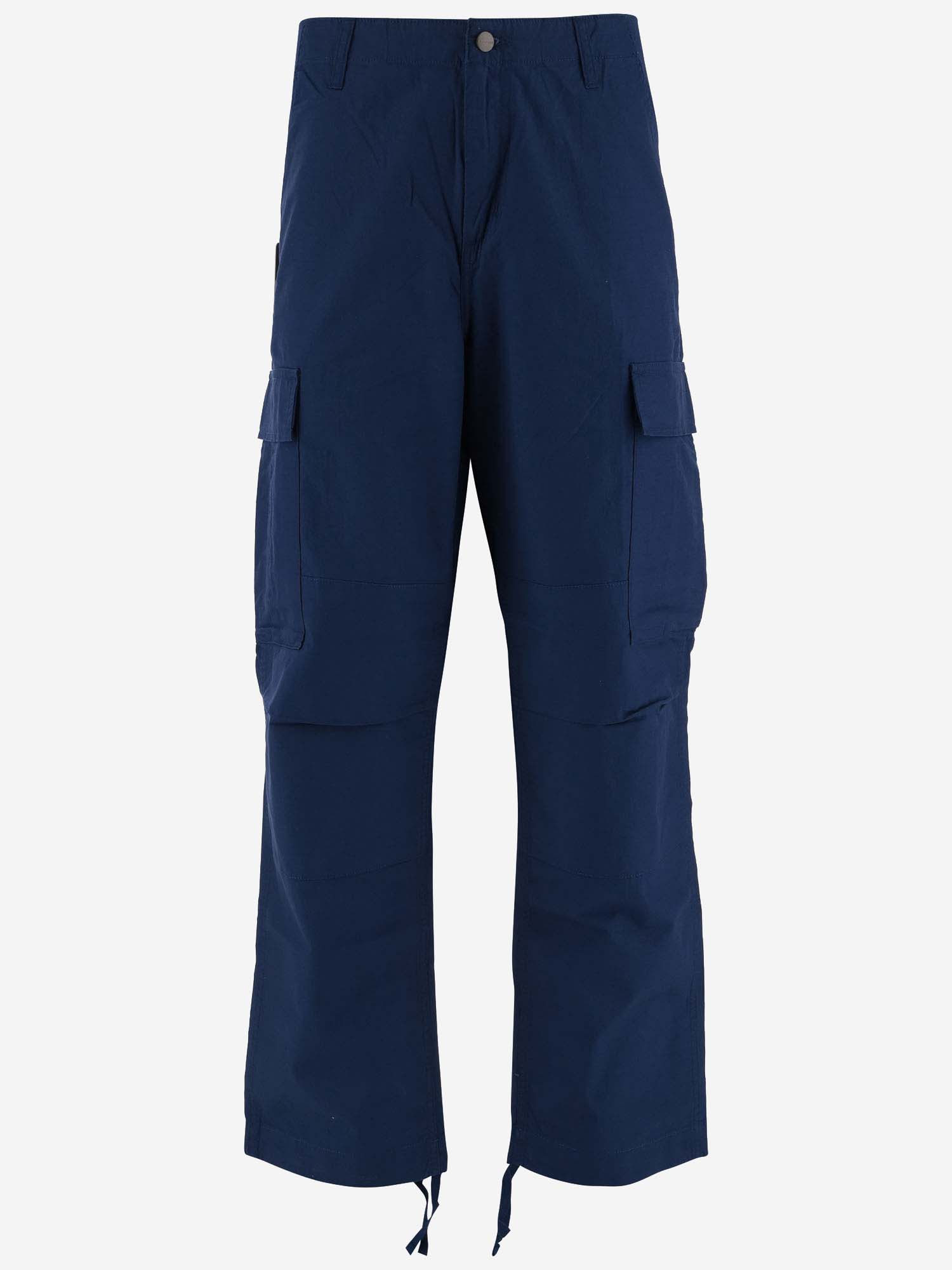 Carhartt Cotton Cargo Pants With Logo In Blue