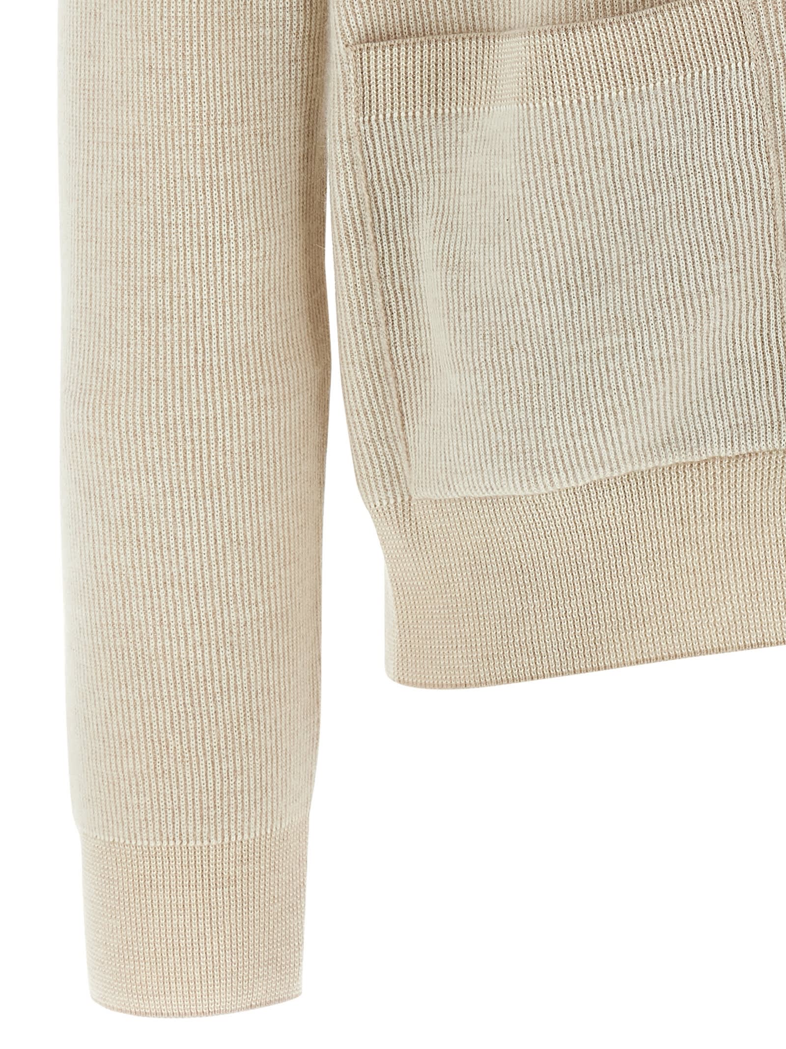 Brioni Ribbed Texture Shawl Collar Front Pockets In Neutral