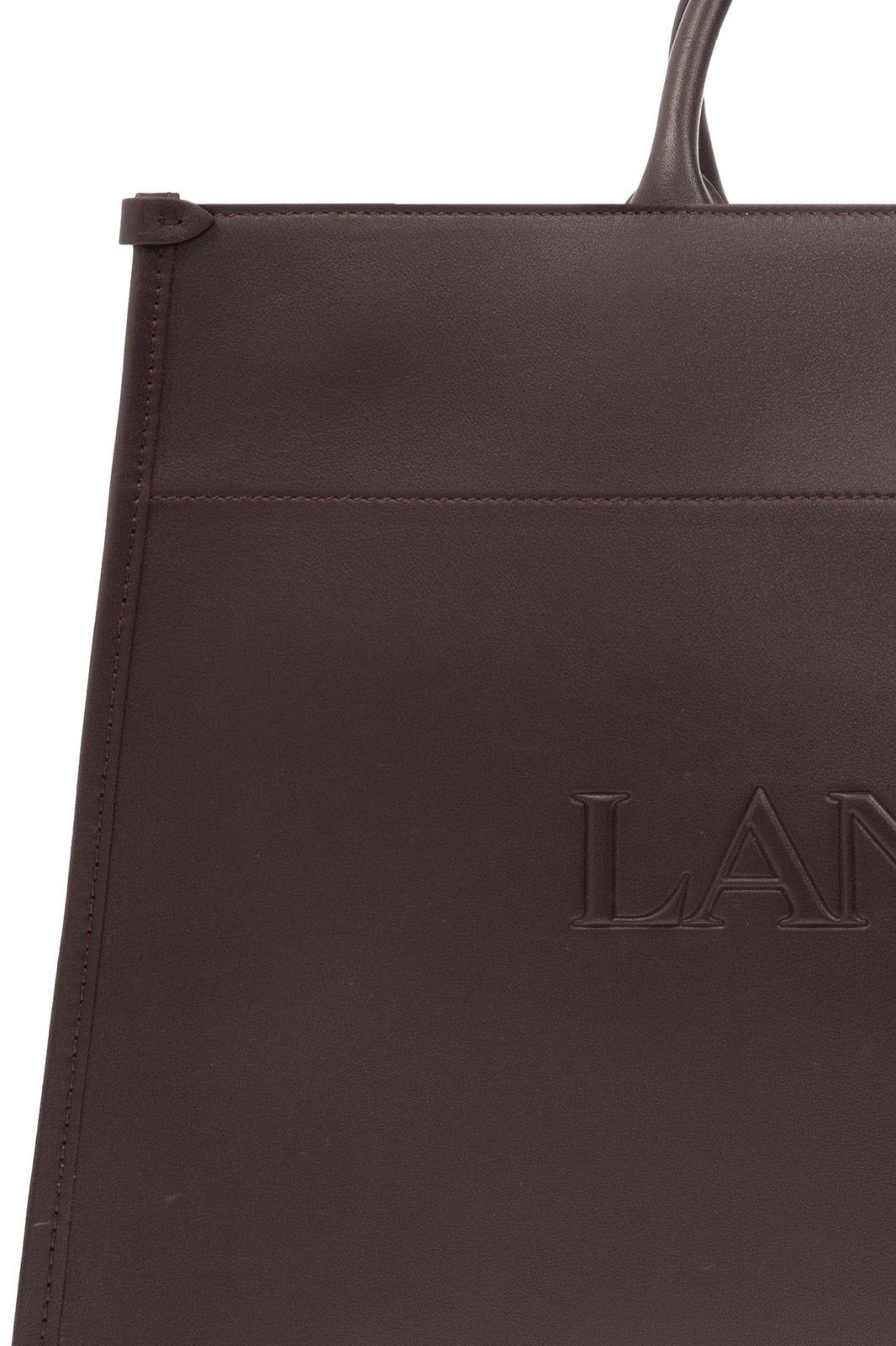 Shop Lanvin Logo Embossed Top Handle Bag In Amarena
