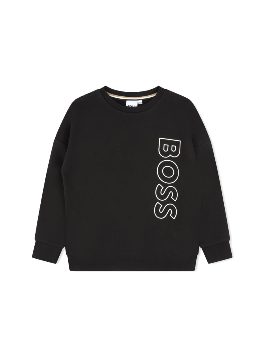 Shop Hugo Boss Logo Crewneck Sweatshirt In Black