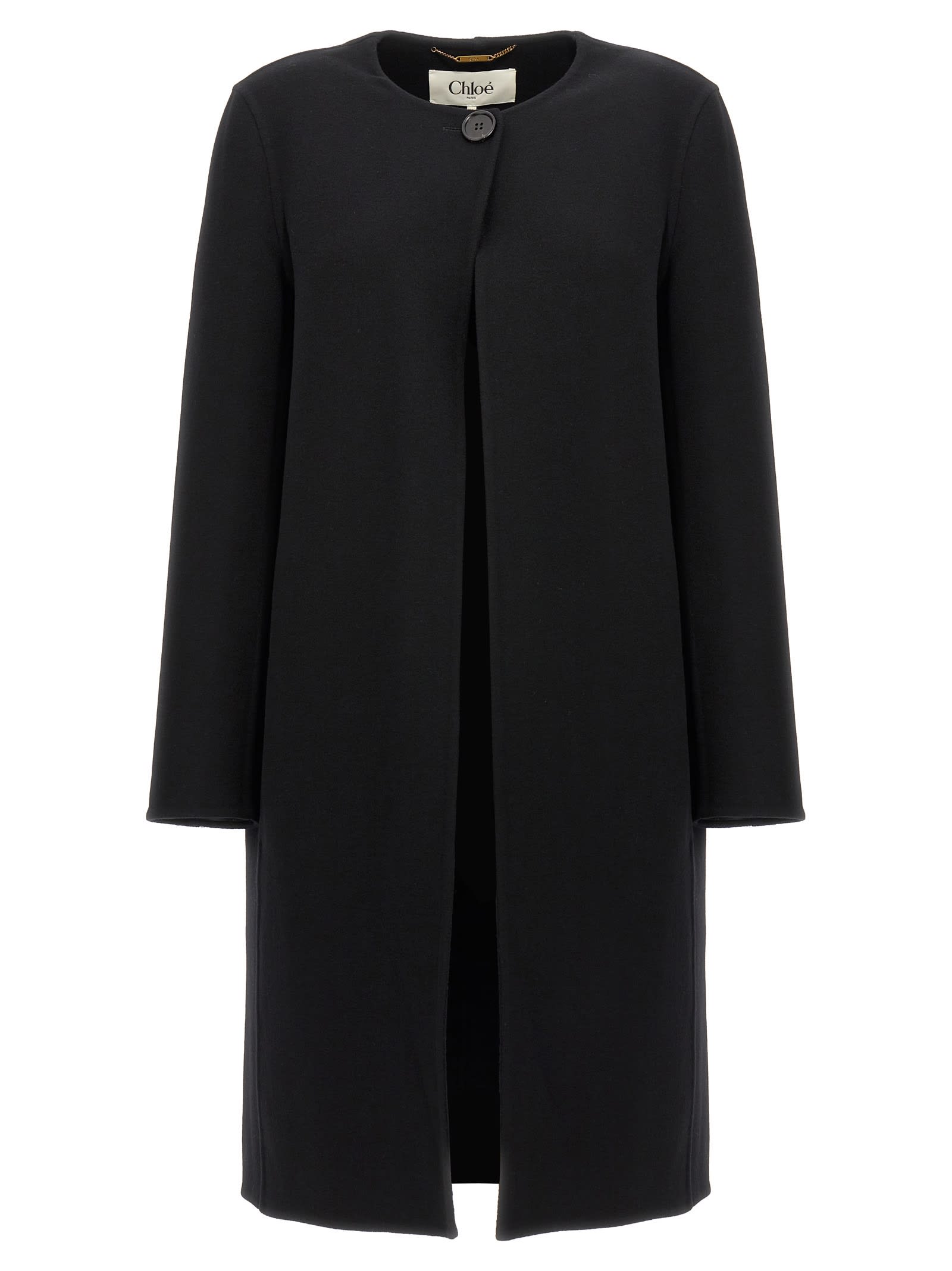 Shop Chloé Coat With Cape In Black