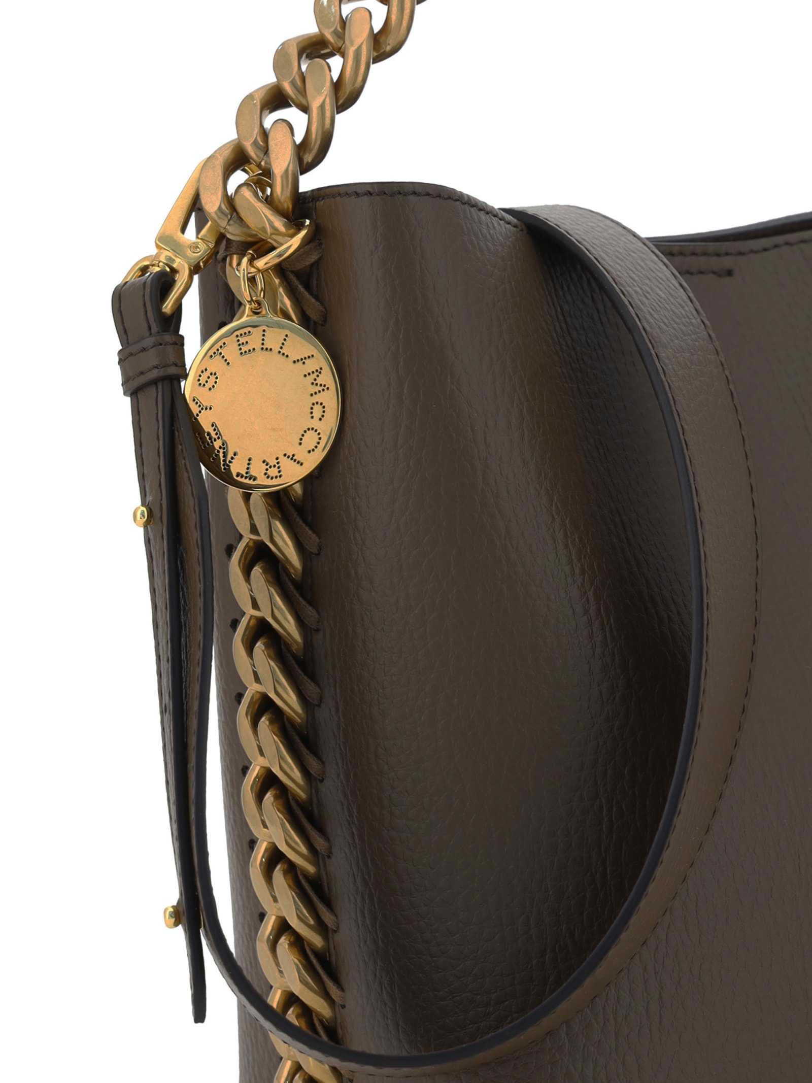 Shop Stella Mccartney Frayme Bucket Bag In Brown