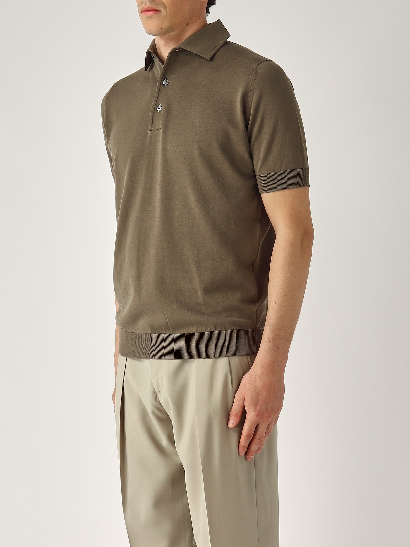 Filippo De Laurentiis M/c Paramontura In Crepe Cotton Polo In Green