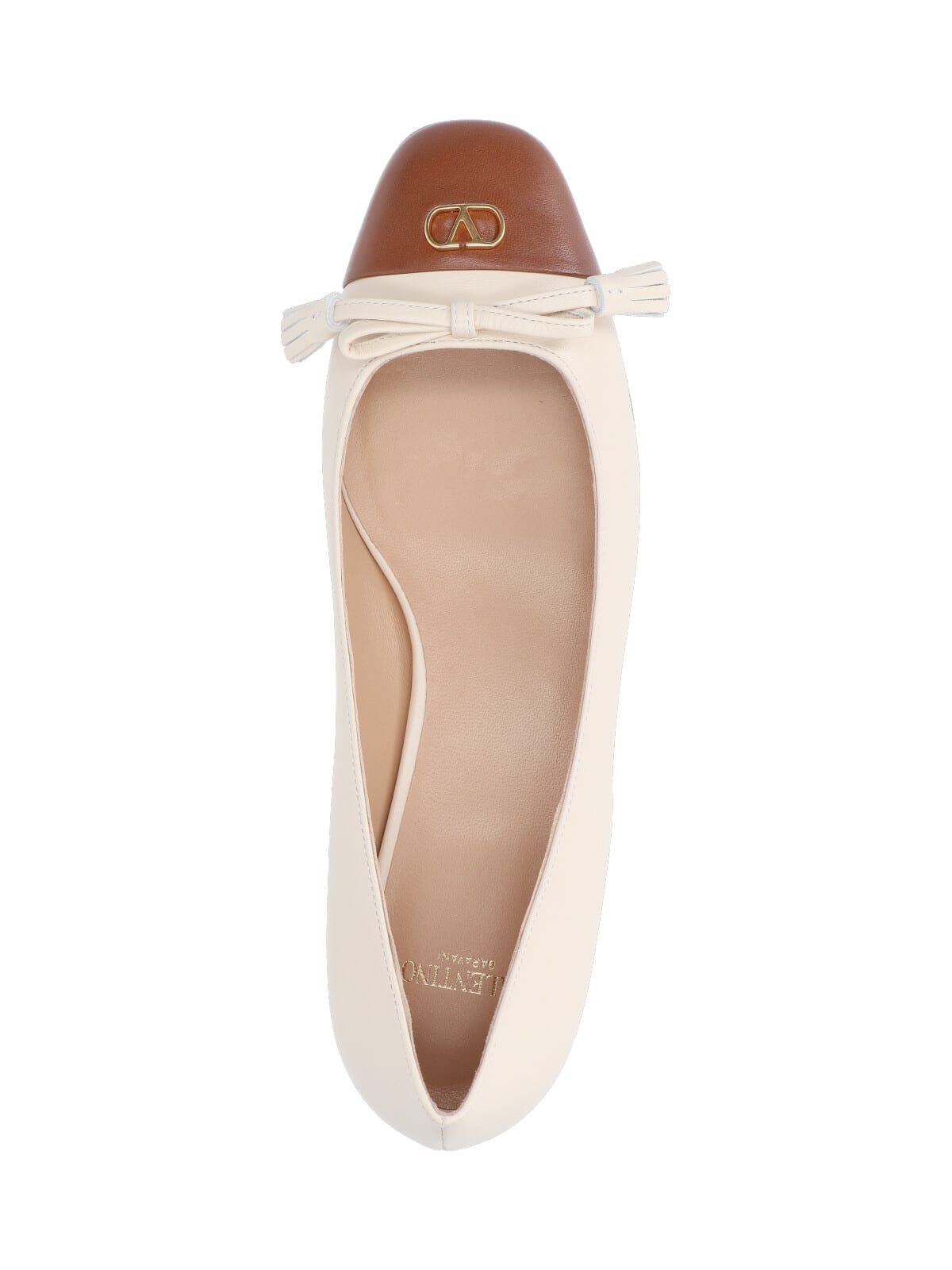 Valentino Garavani Valet Du Roi Kidskin Ballerina 25mm Woman Butter/tobacco 42 In Neutral