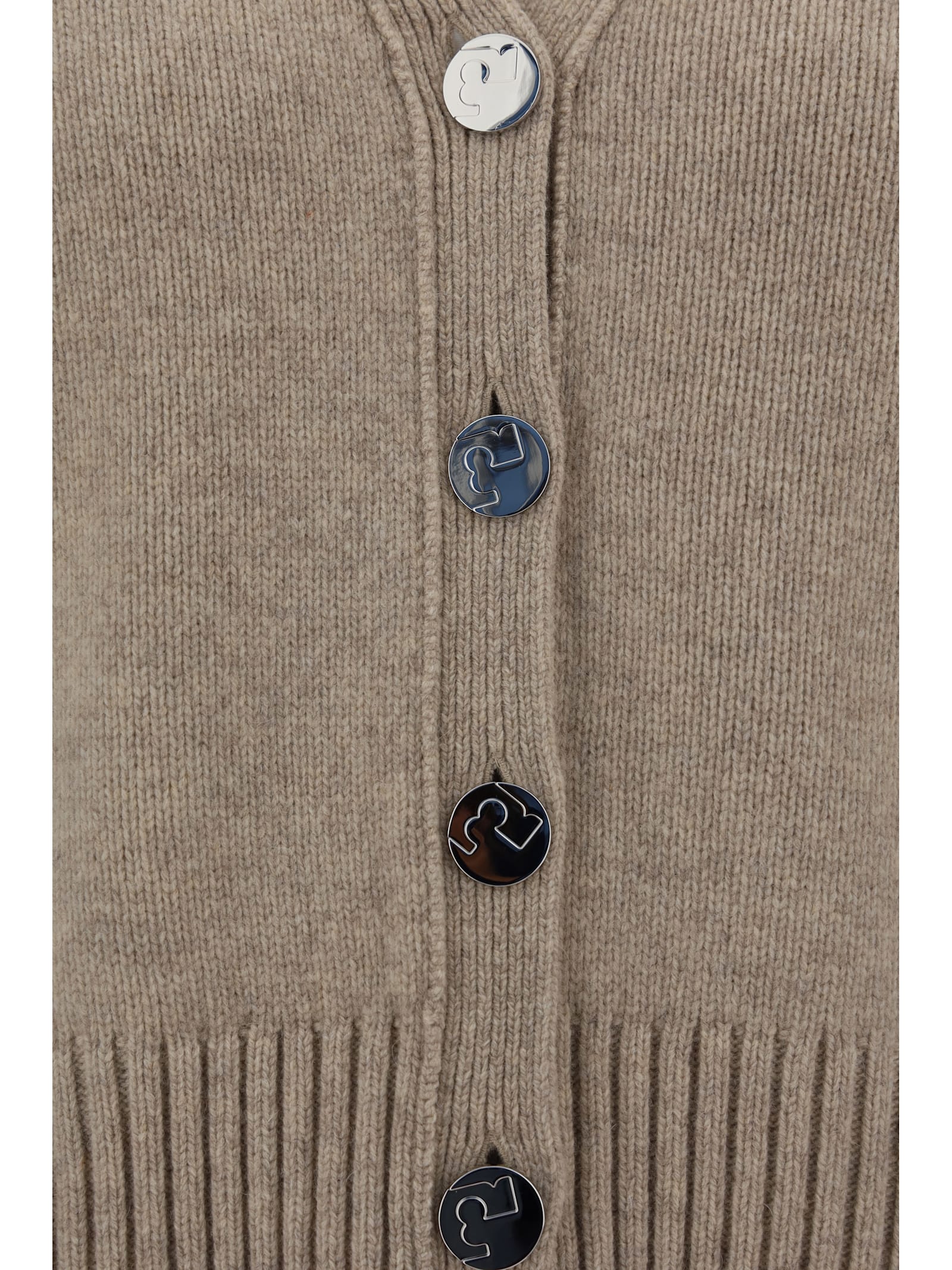 Tory Burch V-neck Buttoned Knitted Cardigan In Oatmeal Mélange