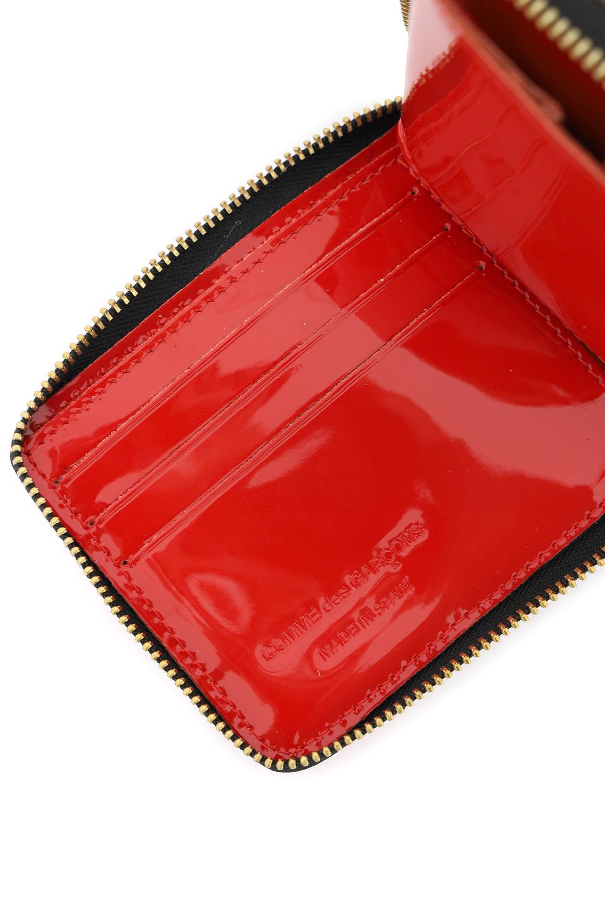 Shop Comme Des Garçons Zip Around Patent Leather Wallet With Zipper In Red (red)