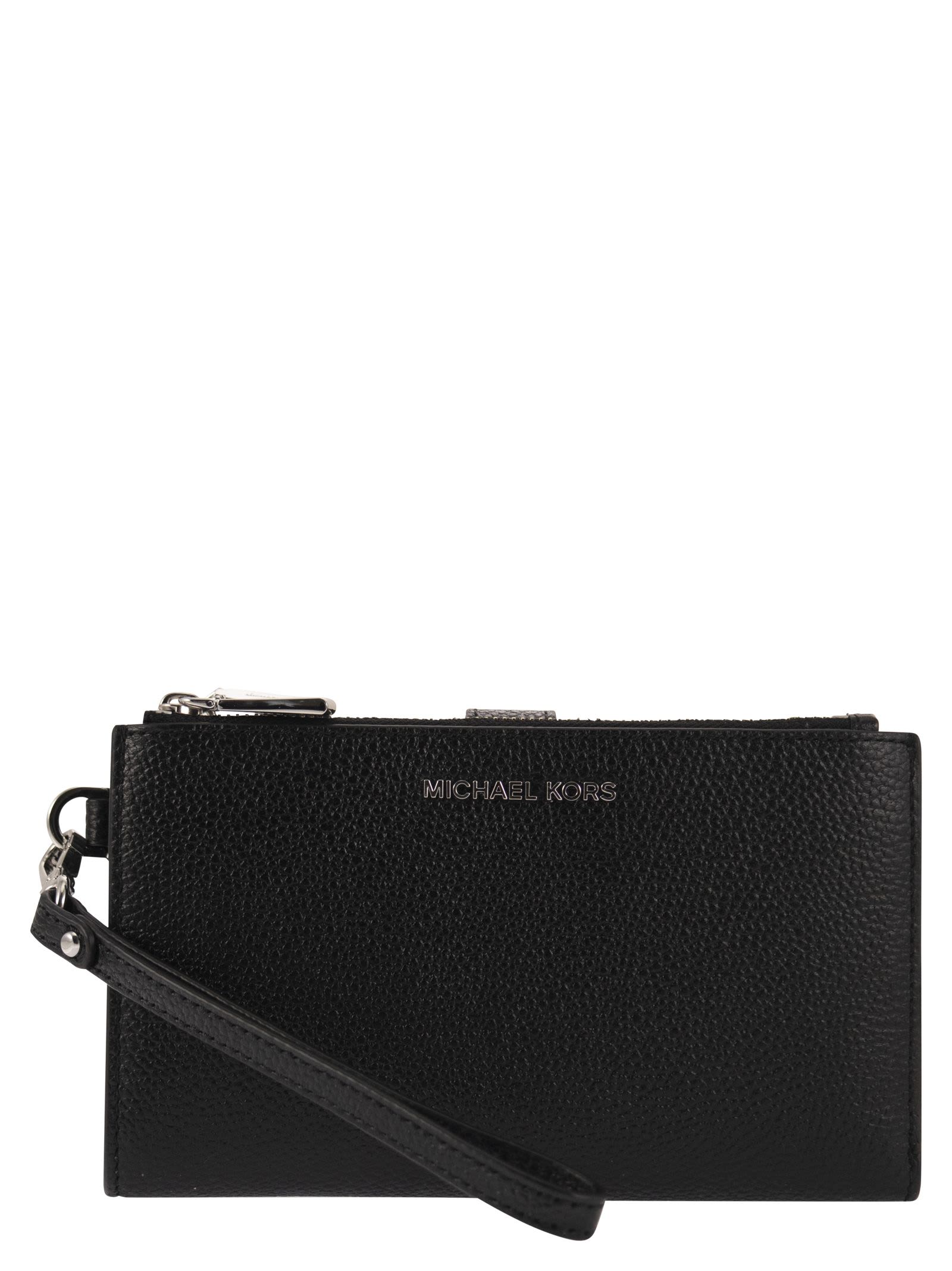 Michael Kors Grained Leather Smartphone Wallet In Black