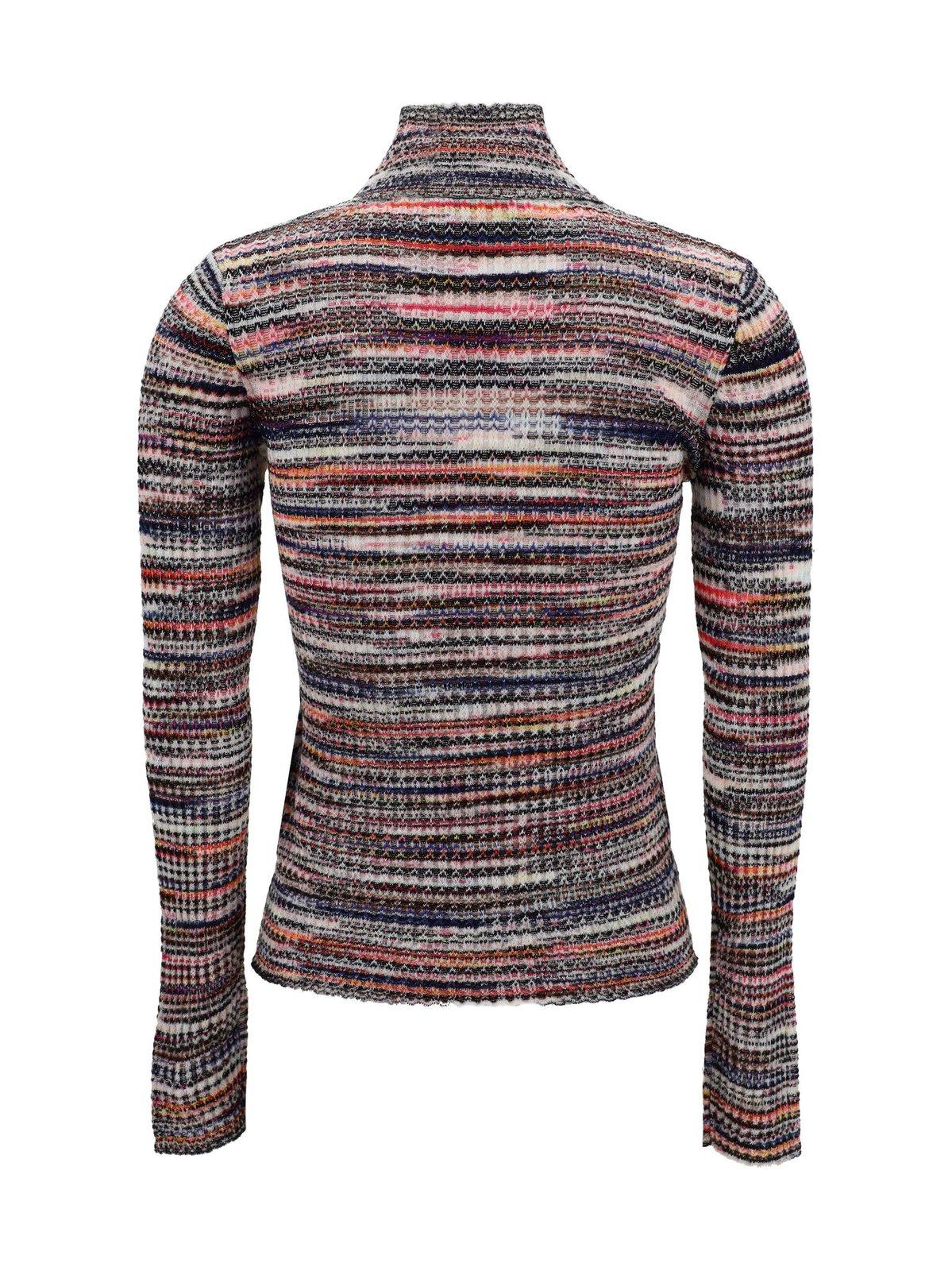 Shop Missoni Roll-neck Striped Knitted Jumper In Multicolour