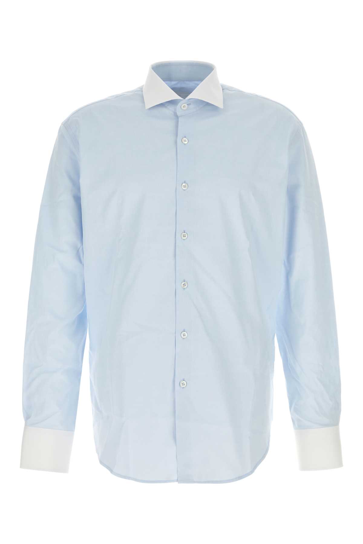 Shop Prada Pastel Light Blue Poplin Shirt In Cielobianco