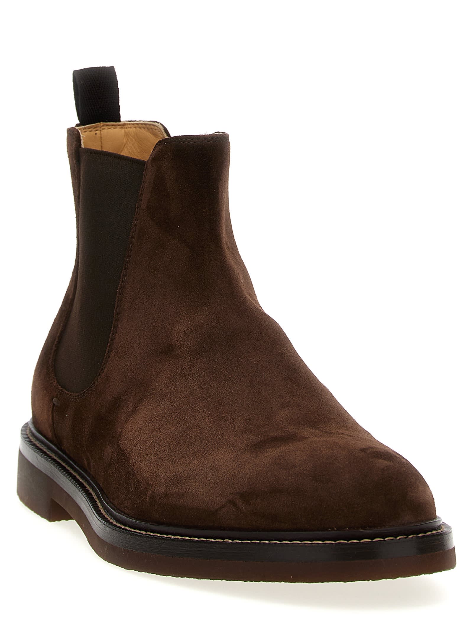 Shop Brunello Cucinelli Suede Ankle Boots In Brown