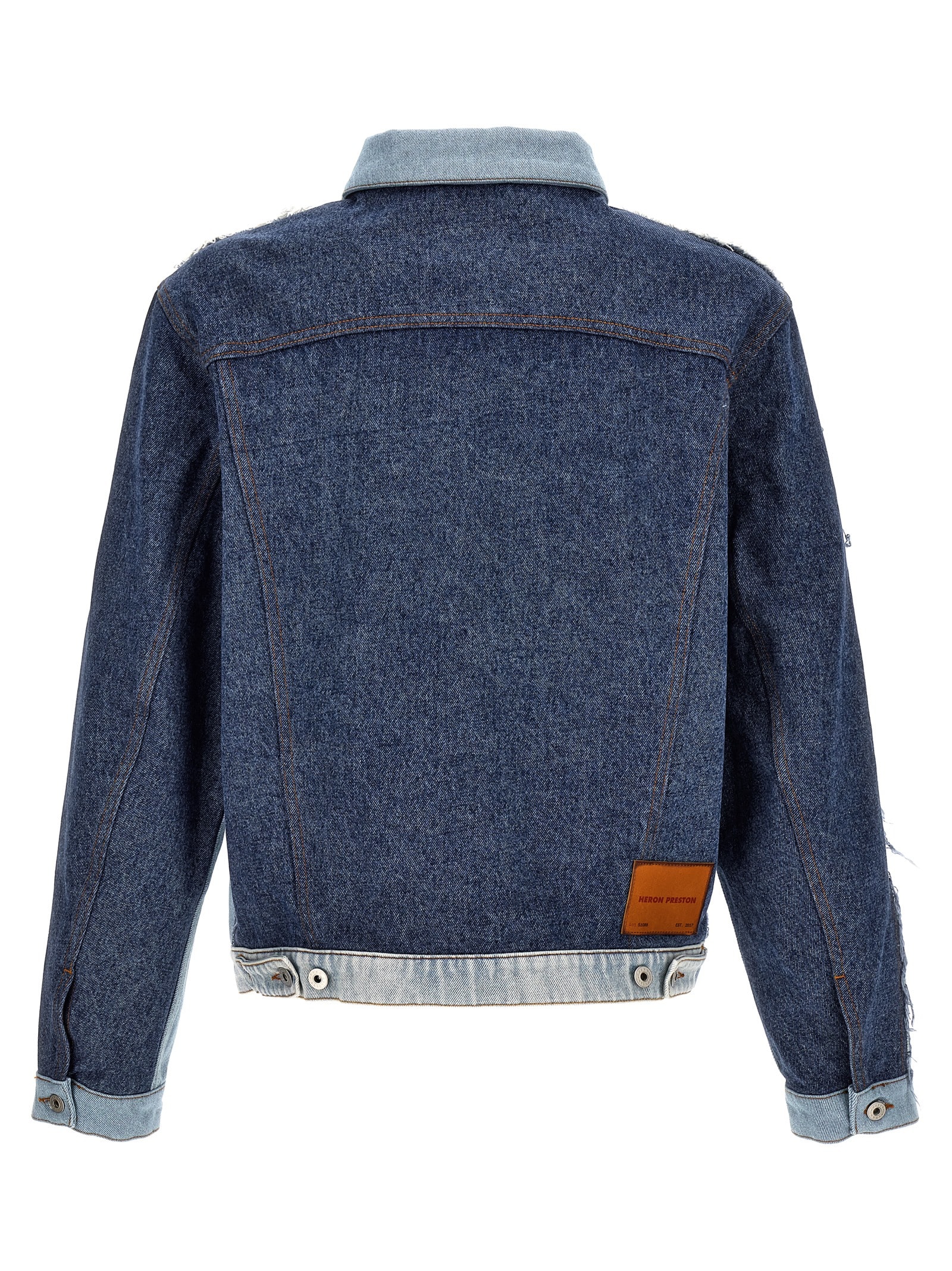 Shop Heron Preston Patchwork Denim Jacket In Light Blue