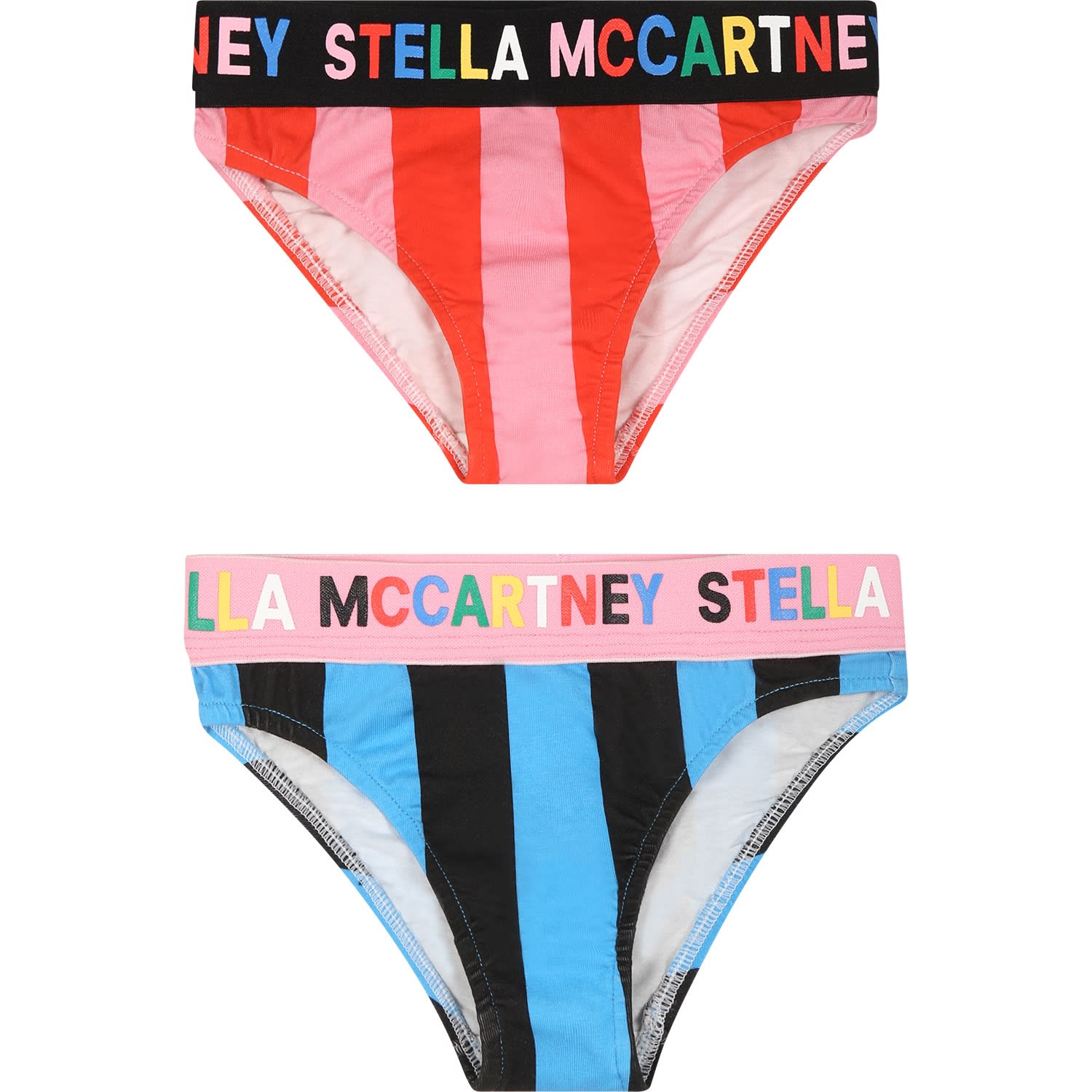 Stella Mccartney Multicolor Briefs Set For Girlwith Logo In Multicolor