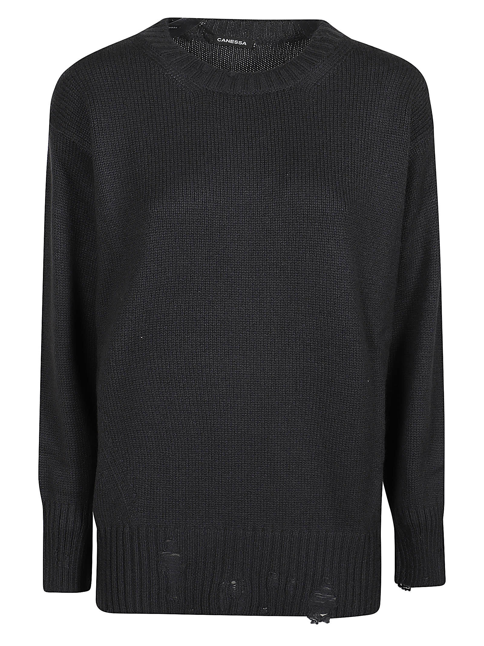 Shop Canessa Leda Round Neck Sweater In Shadow