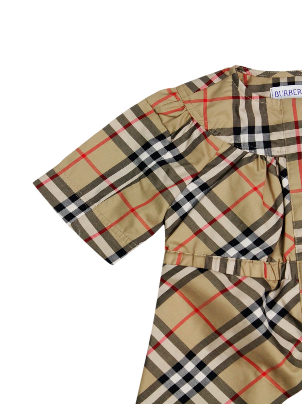 Burberry Checkered Cotton Twill Blouse In Beige