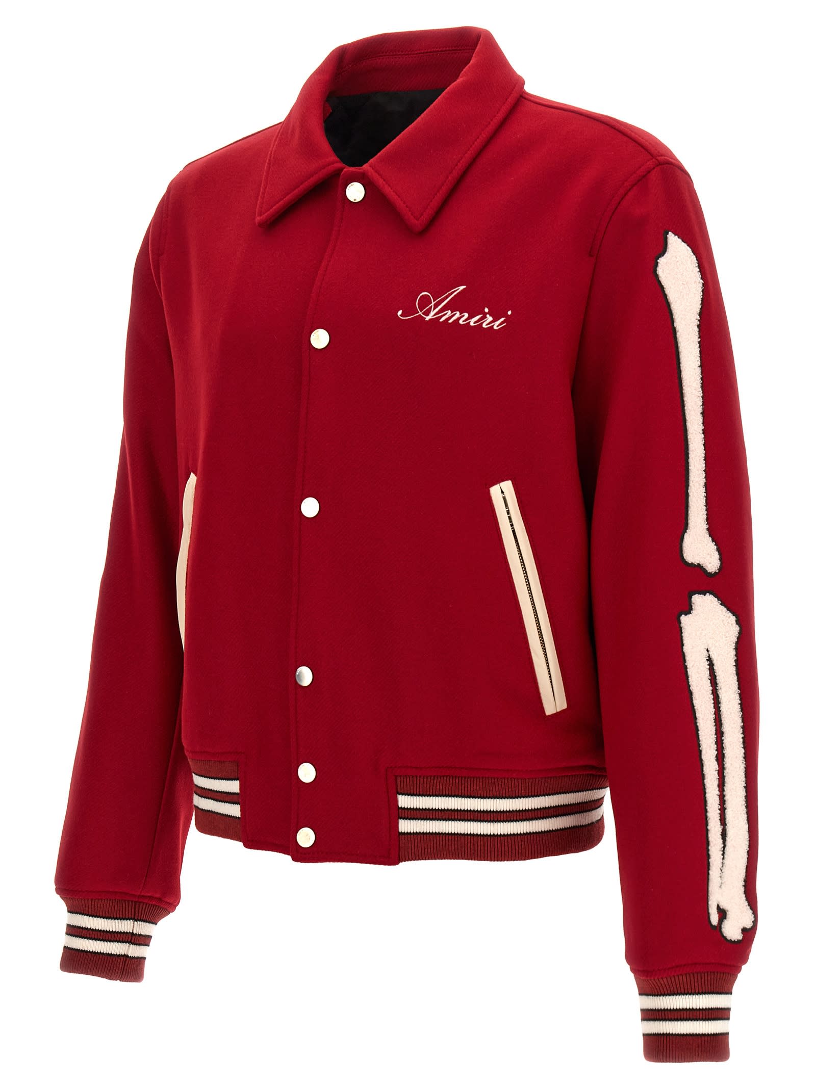 Shop Amiri Bones Bomber Jacket In Red