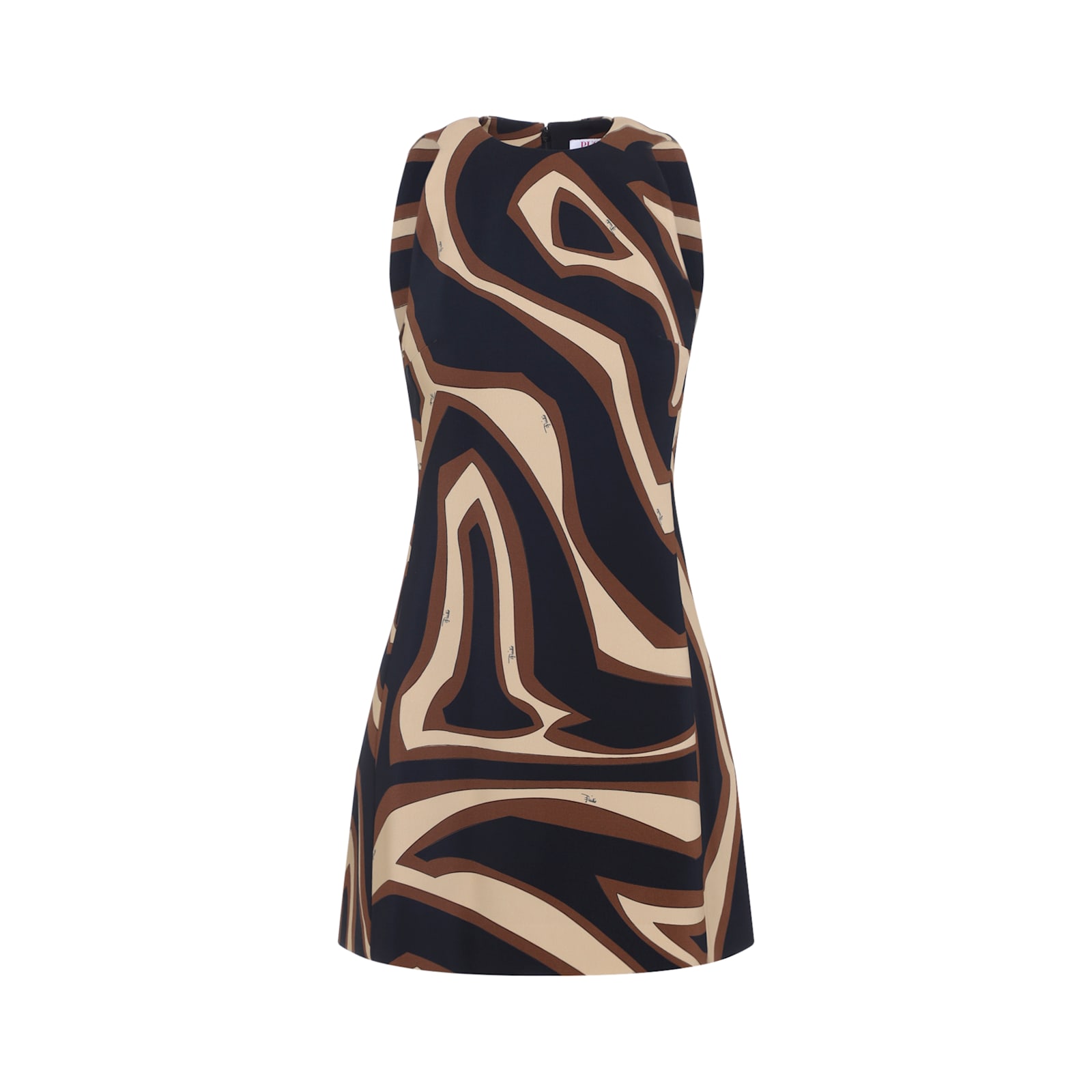 Pucci Abstract Pattern Sleeveless Fitted Dress In Brown