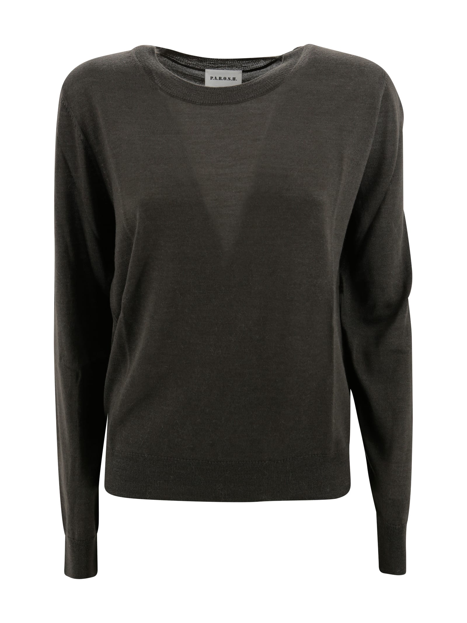 P.a.r.o.s.h Knit Crewneck Sheer Panel In Black
