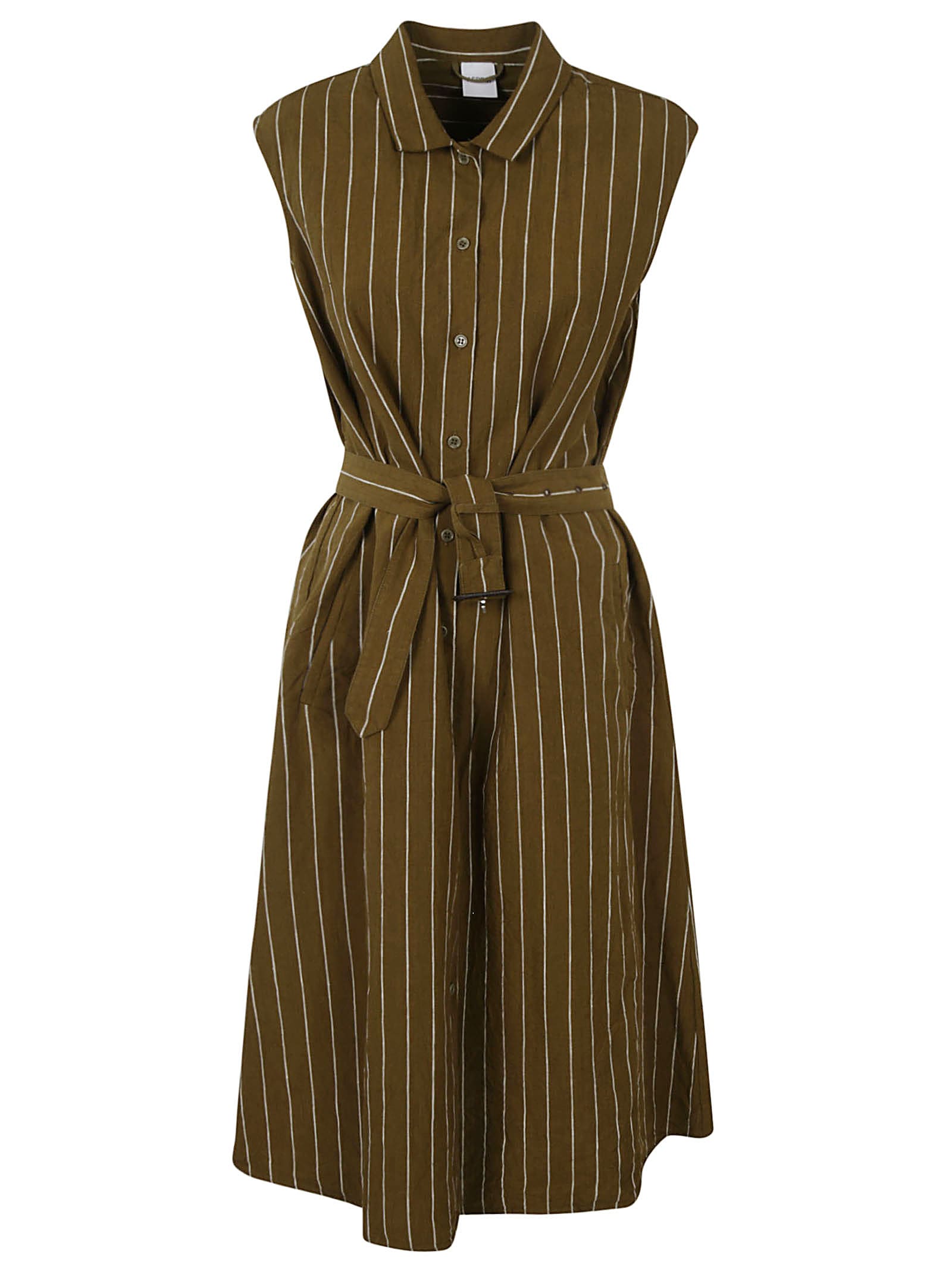 Photo of  Aspesi Tie-waist Stripe Detail Sleeveless Dress- shop Aspesi Dresses online sales