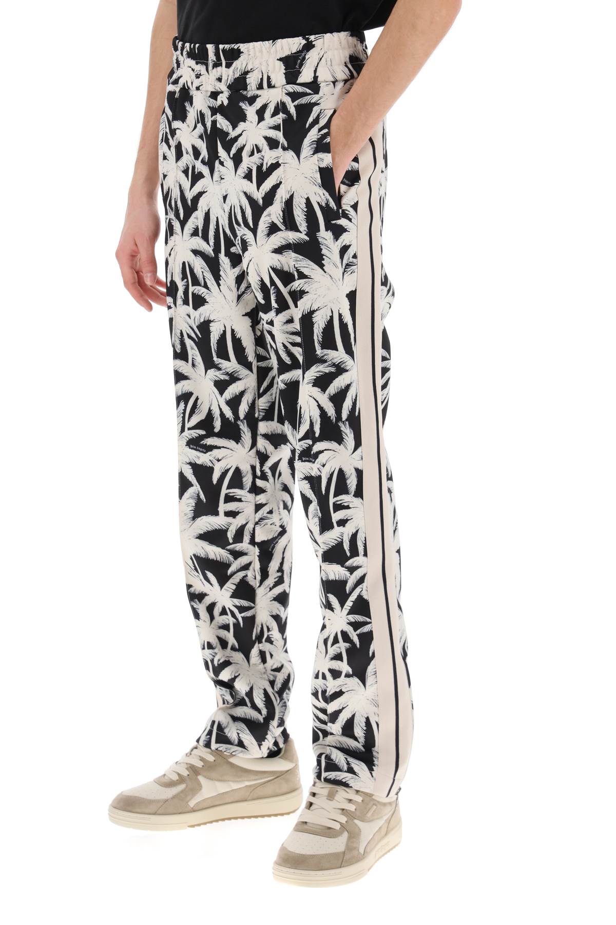 Palm Angels Palm-printed Elasticated Waist Track Pants In Black