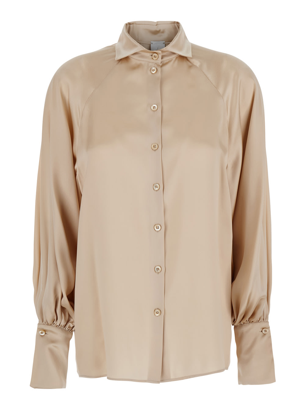 Beige Classic Collar Shirt In Viscose Blend Woman