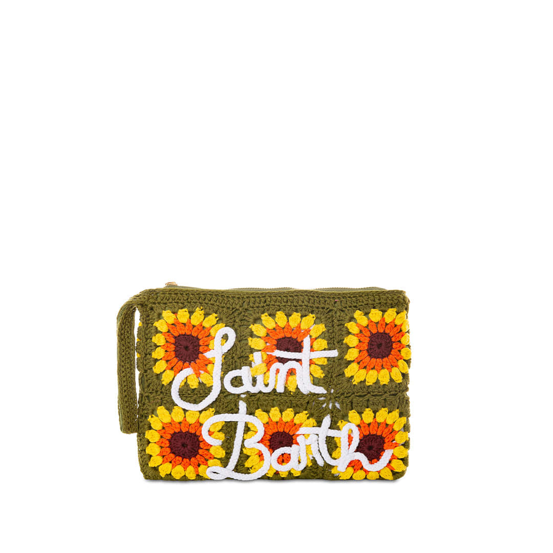 Parisienne Crochet Pochette With Sunflower Embroidery
