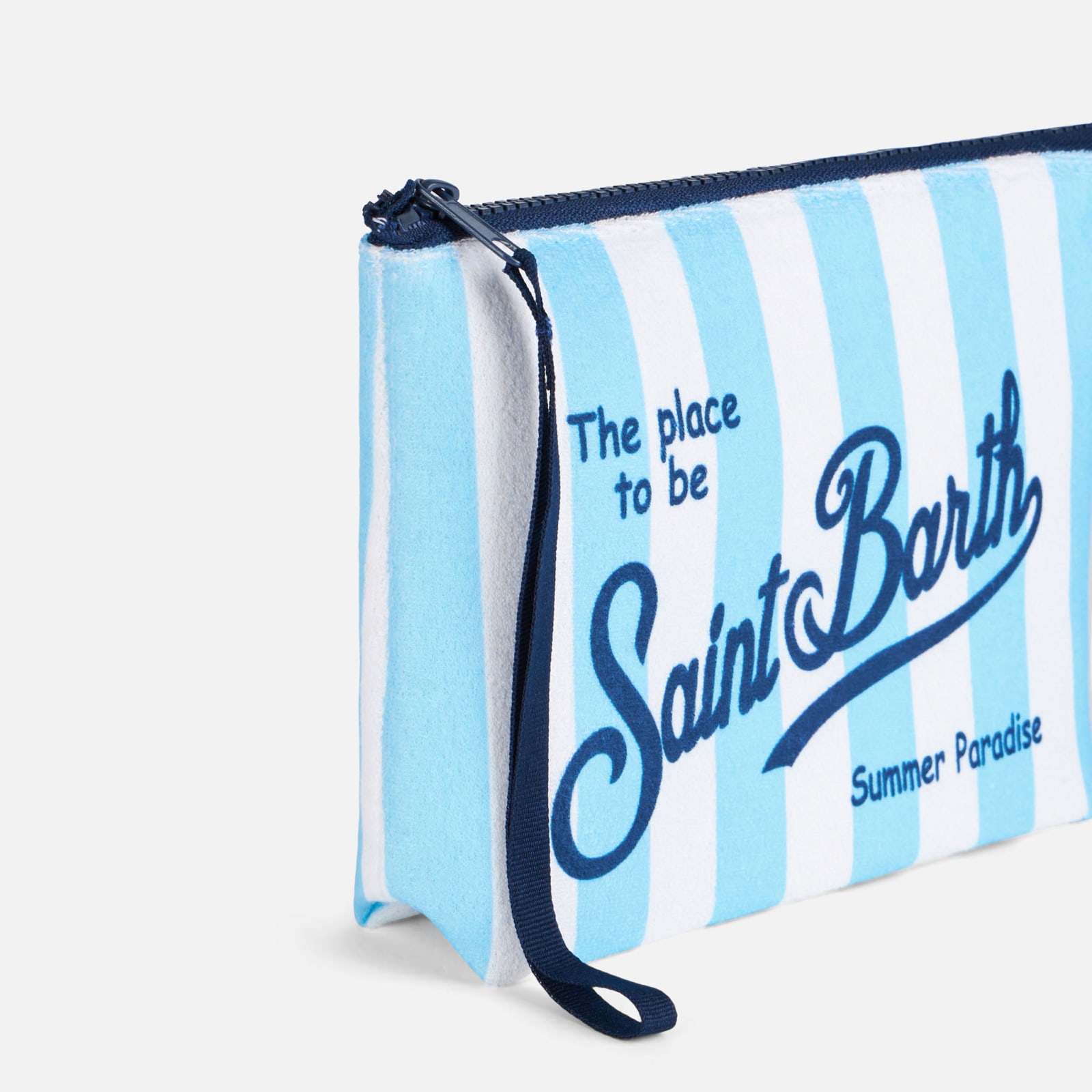 Mc2 Saint Barth Aline Terry Pochette With Saint Barth Print In Blue