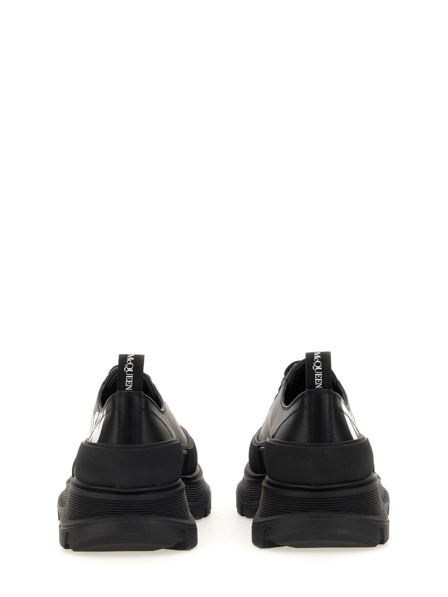 Alexander McQueen Boxcar Calfskin Cap-Toe Ankle Booties, Black/Silver, Women's, 39EU, Boots Ankle Boots & Booties