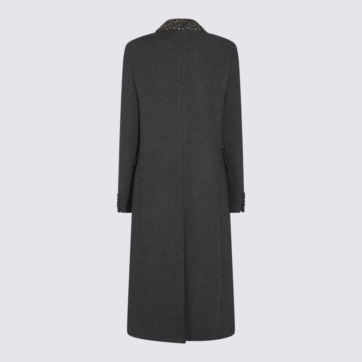 Shop Blumarine Grey Wool Coat In Dark Shadow Grey