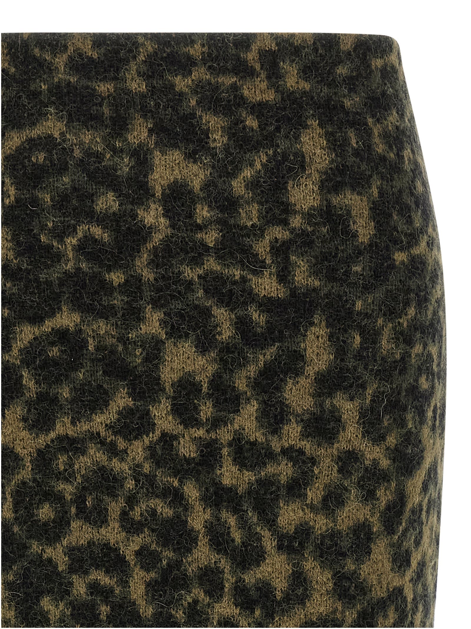 Nude Alpaca Wool Blend Animal Print Midi Skirt In Multi
