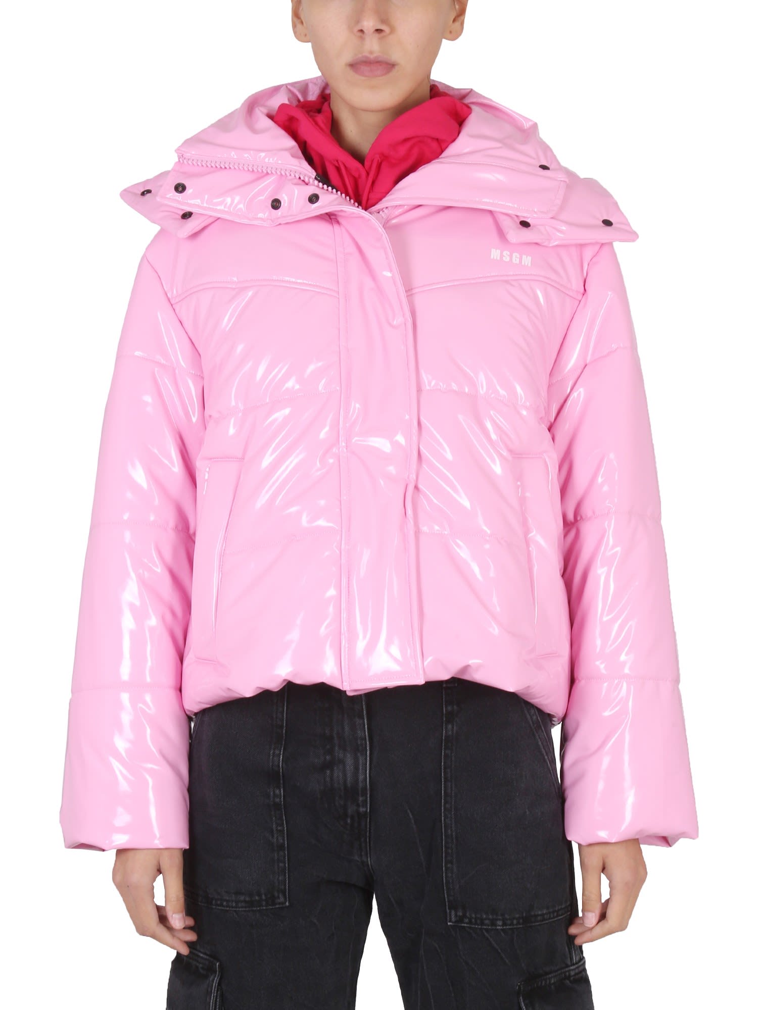 Msgm Quilted Puffer Jacket In Rosa