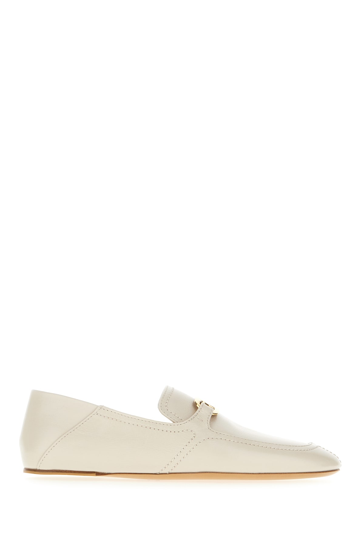 Ferragamo Ivory Leather Loafers In Mascarpone