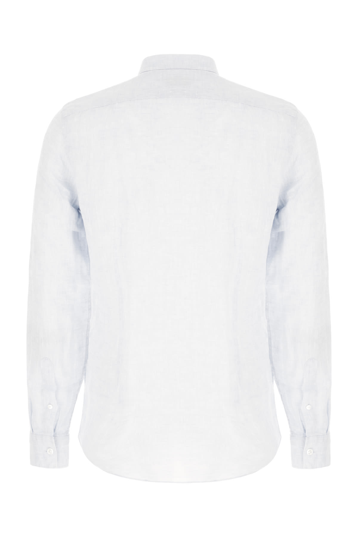 Corneliani Pastel Light Blue Linen Shirt In Bianco