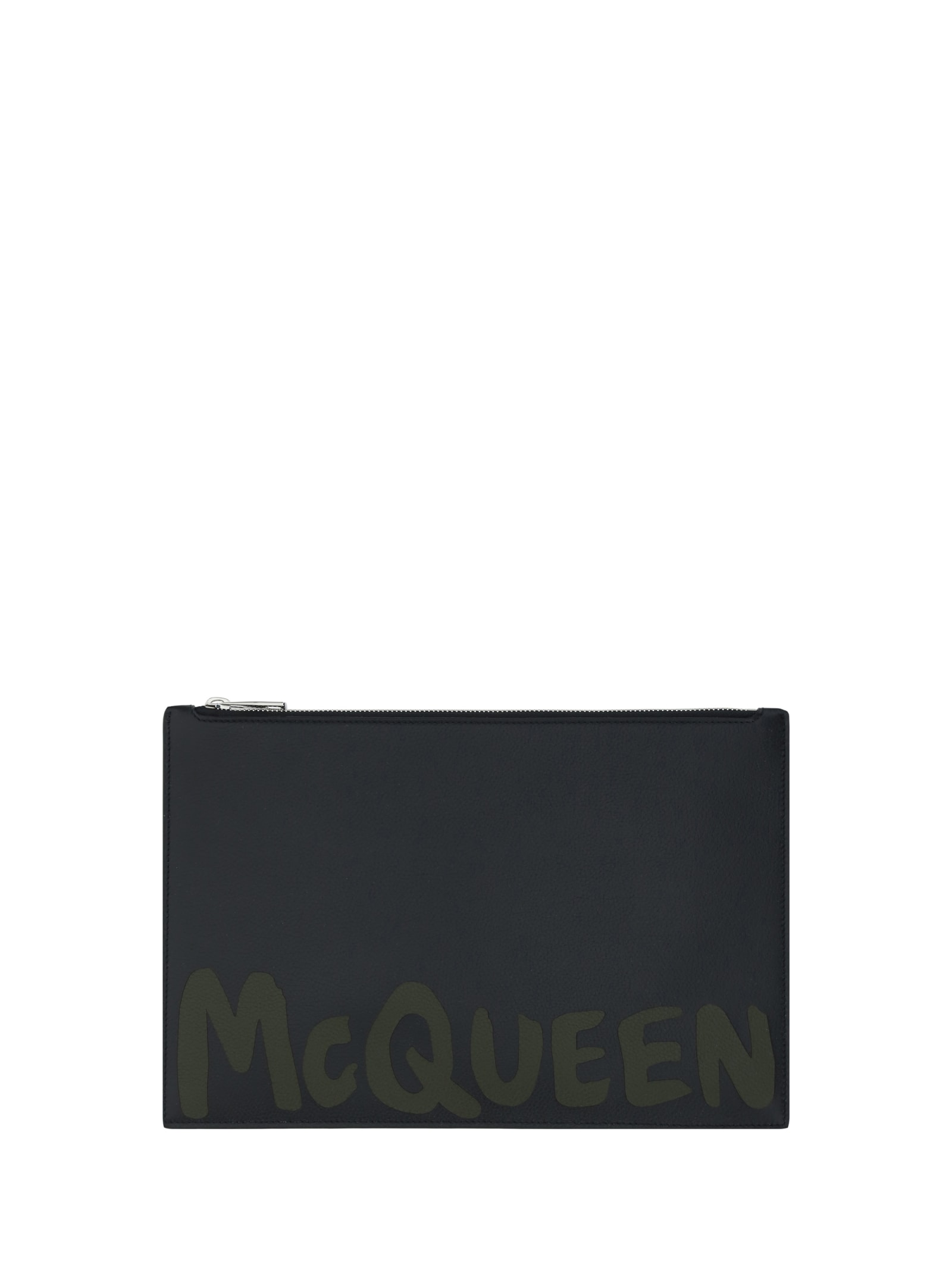 Shop Alexander Mcqueen Beauty Case In Black/khaki