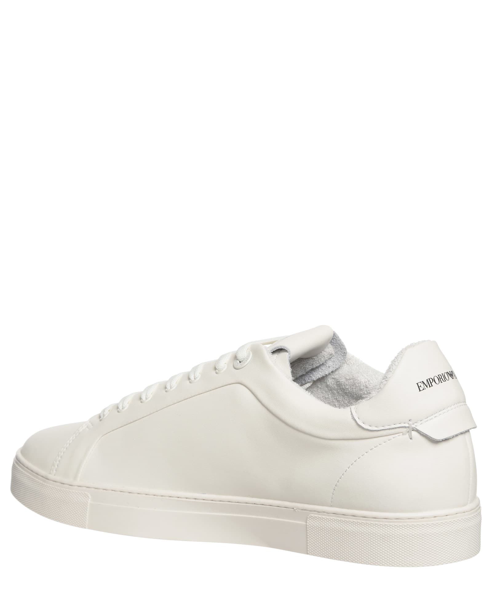 Shop Emporio Armani Leather Sneakers In White