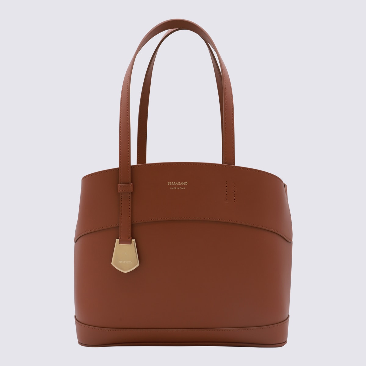 Shop Ferragamo Brown Leather Charming S Tote Bag In New Cognac