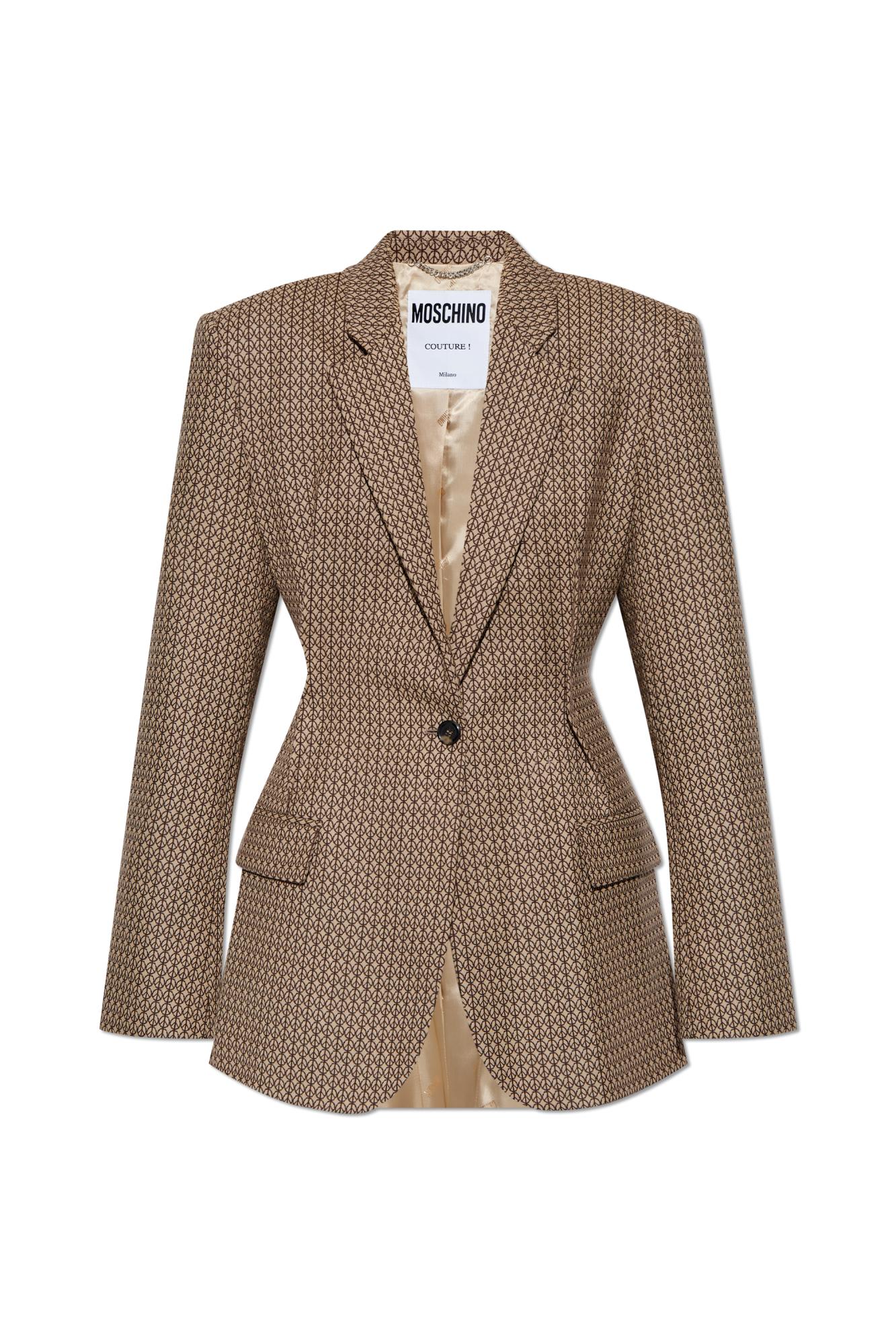 Shop Moschino Wool Blazer In Beige