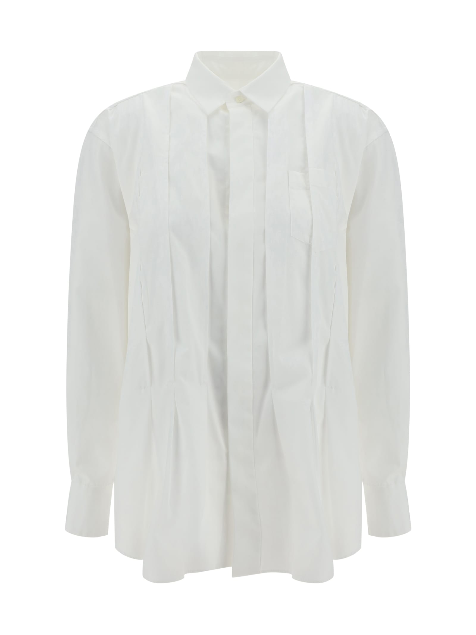 Shop Sacai Poplin Shirt In Off White