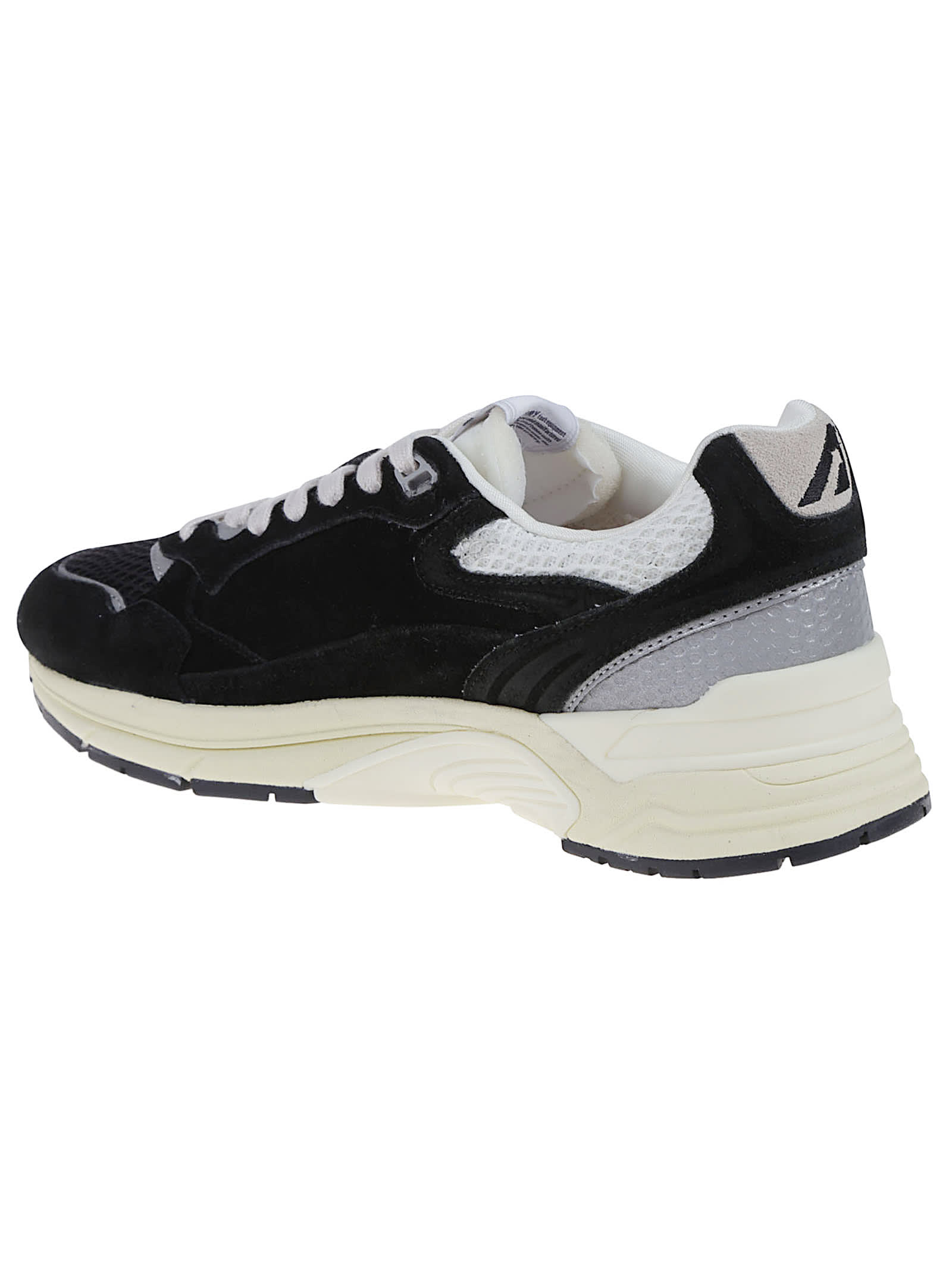 Autry Black Suede And Mesh Sneakers With Cream Cushioned Sole In Black