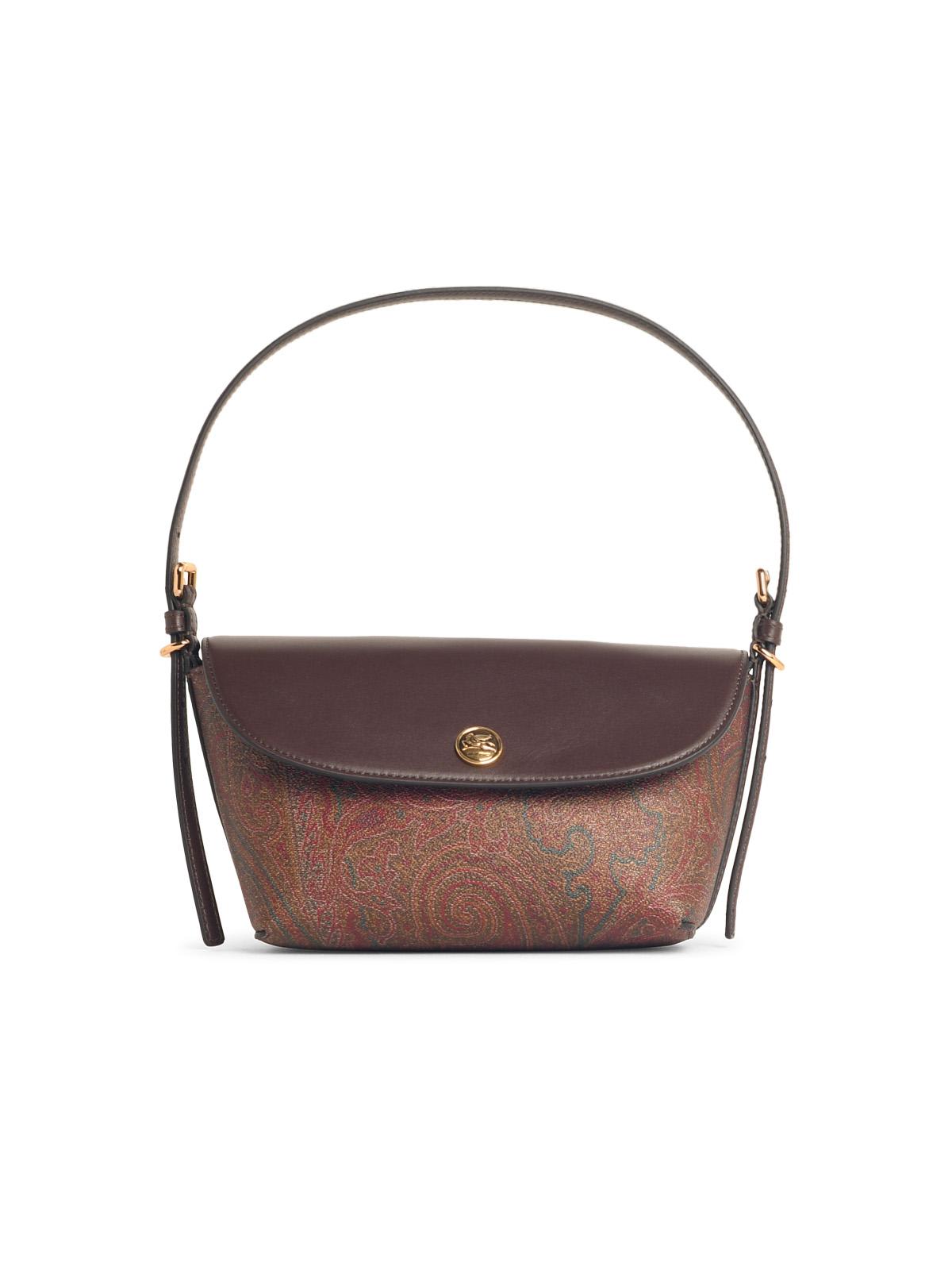 ETRO BARCHETTA BROWN COTTON BLEND BAG 