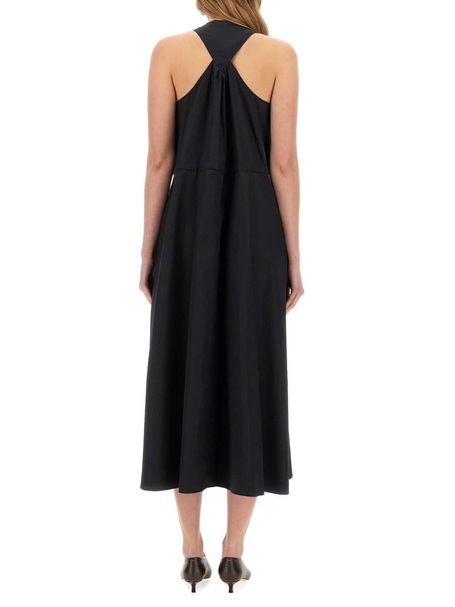 Aspesi Halter Neck Midi Length Sleeveless Dress Waist Tie In Black